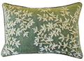 EMBROIDERED COTTON CUSHION- FLOWER GREEN