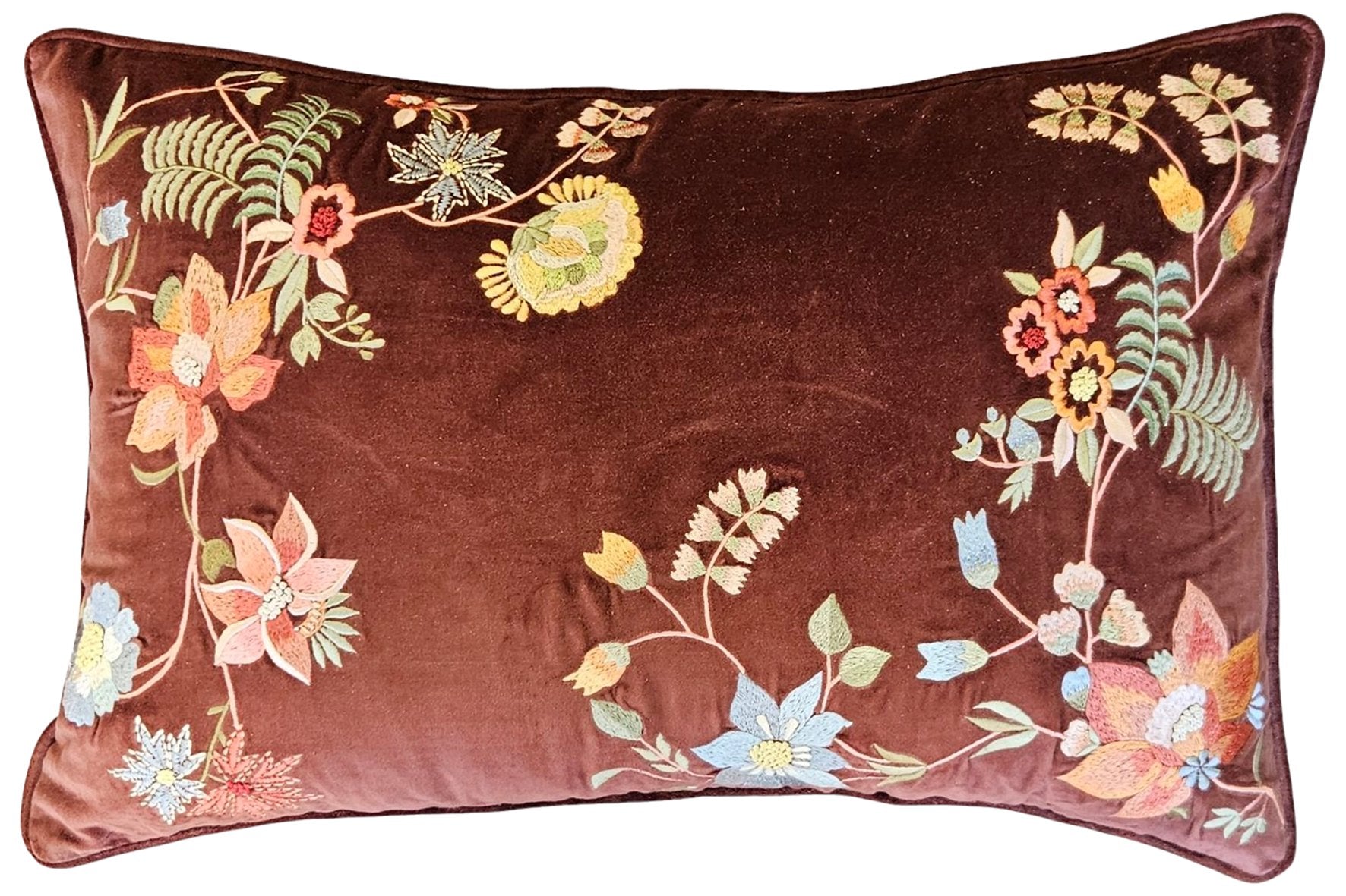 EMBROIDERED COTTON CUSHION- FLOWER B