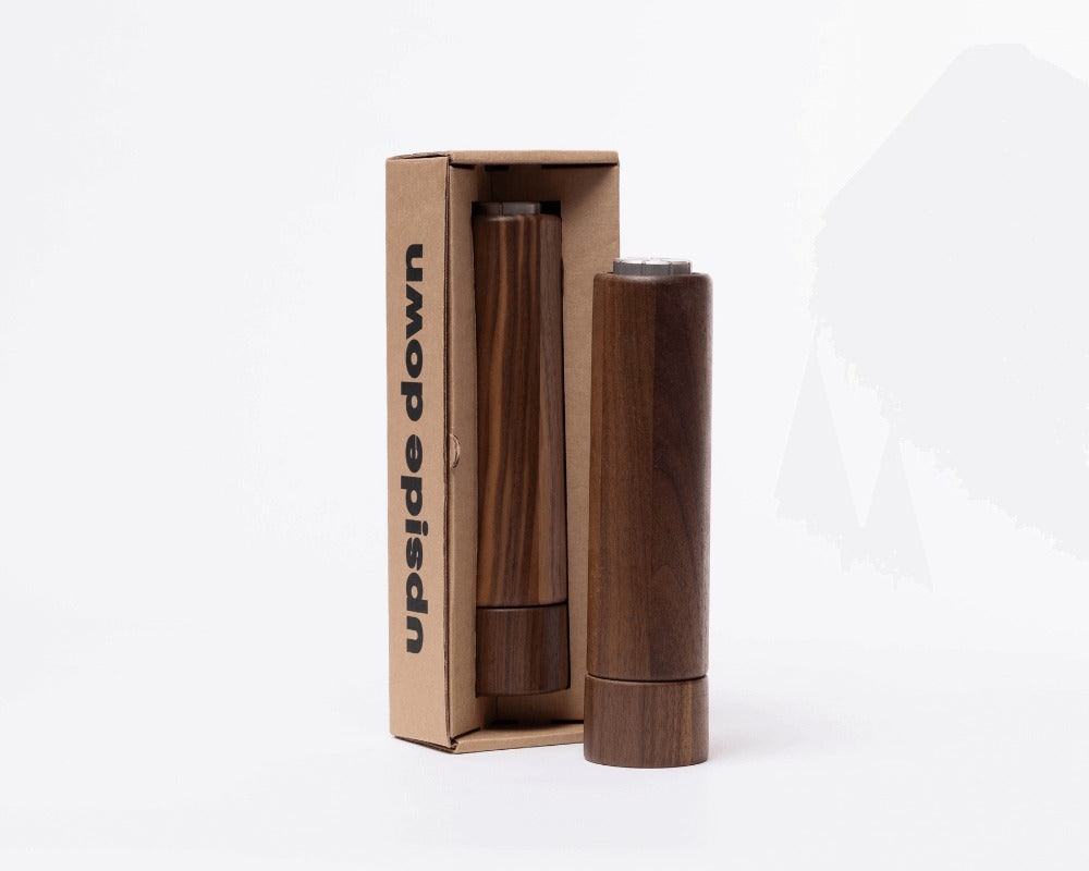UPSIDE DOWN, salt grinder in walnut