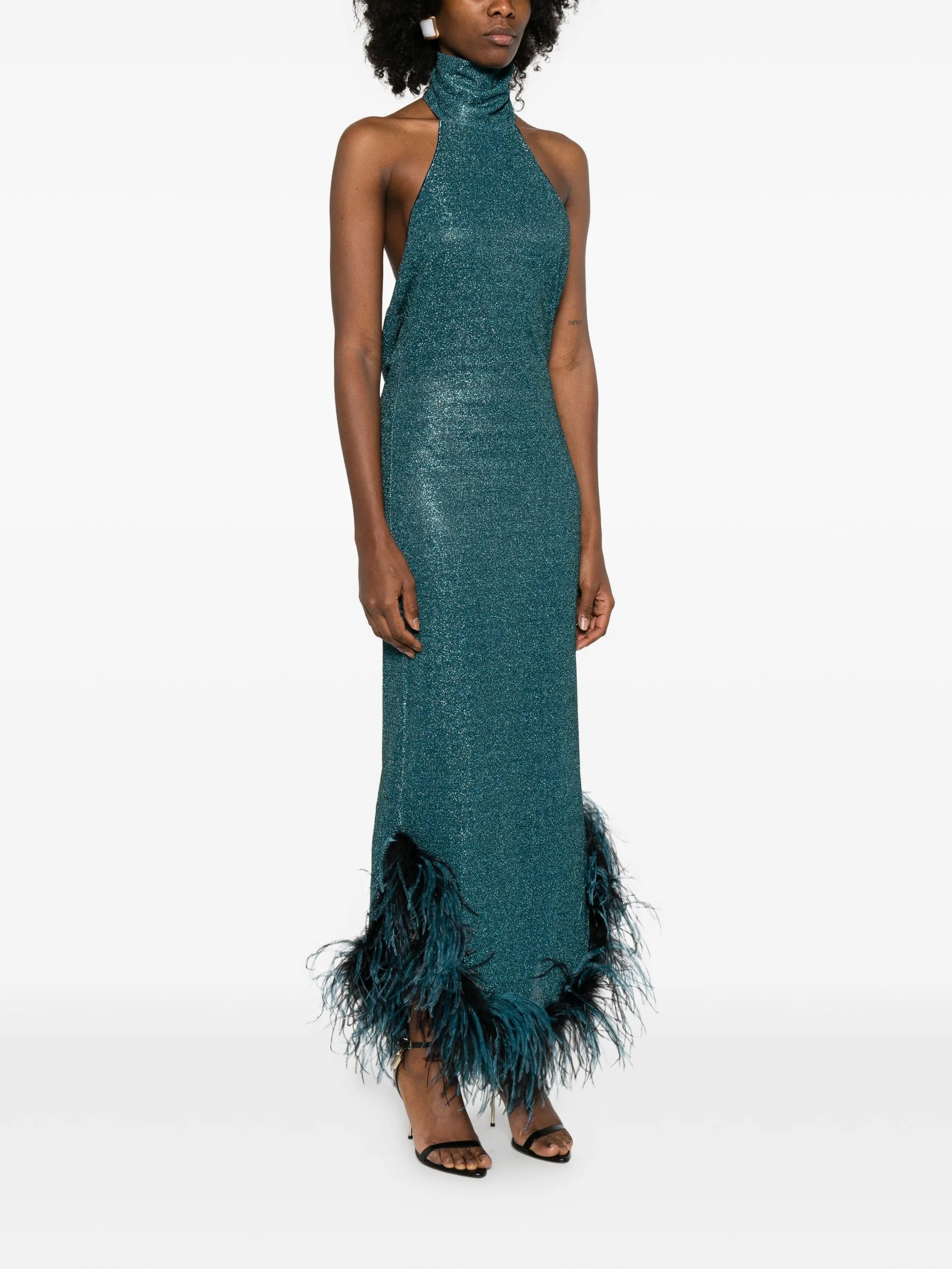 LUMIERE PLUMAGE TURTLENECK LONG DRESS