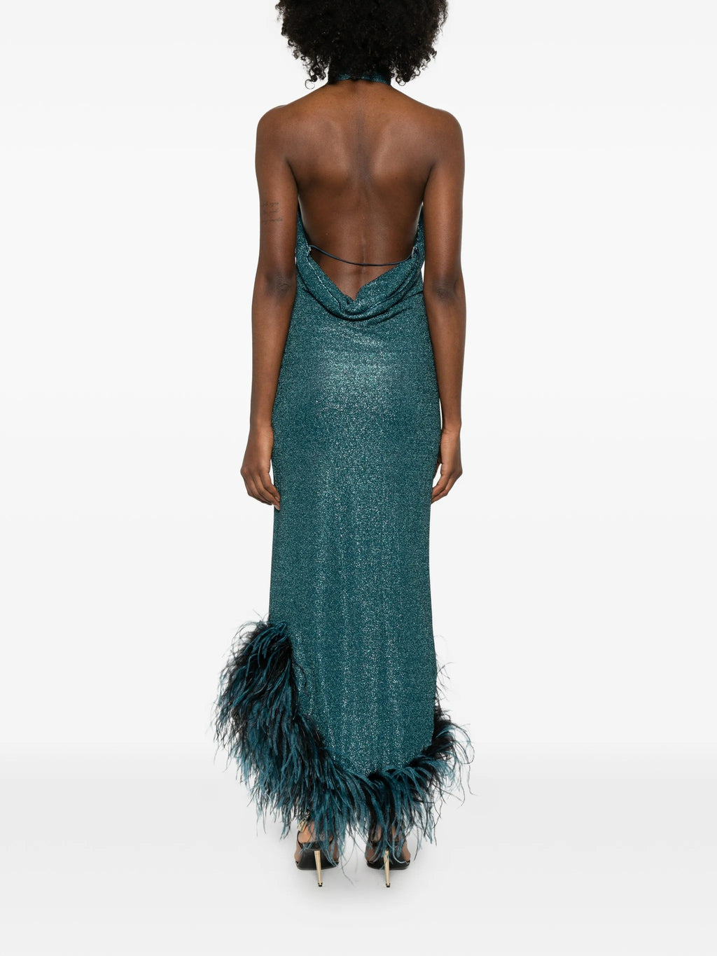 LUMIERE PLUMAGE TURTLENECK LONG DRESS