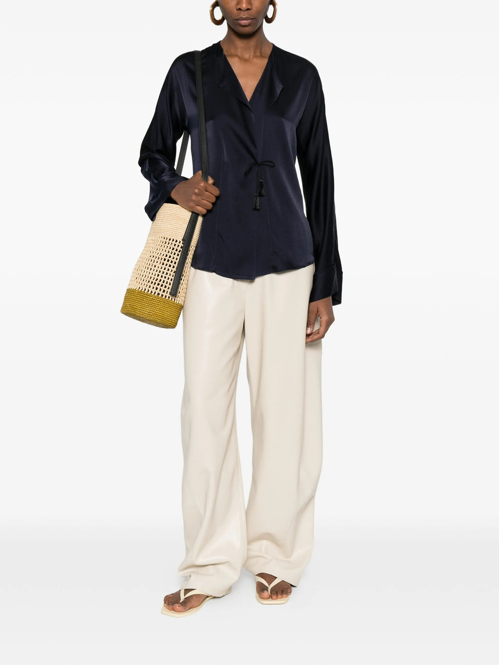 camicia incrociata raso seta stretch shiny