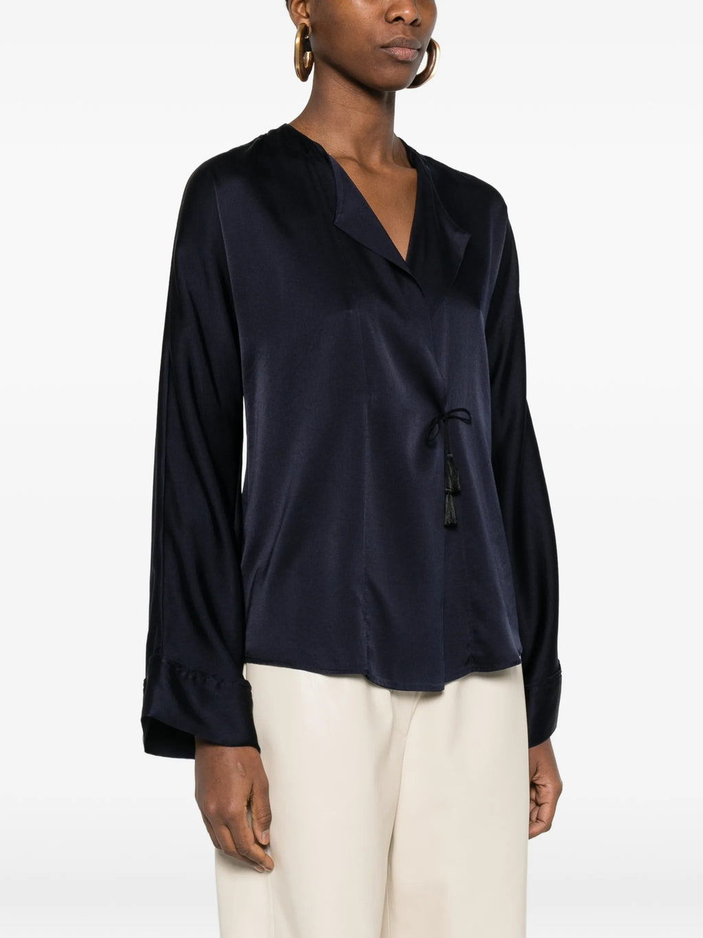 camicia incrociata raso seta stretch shiny