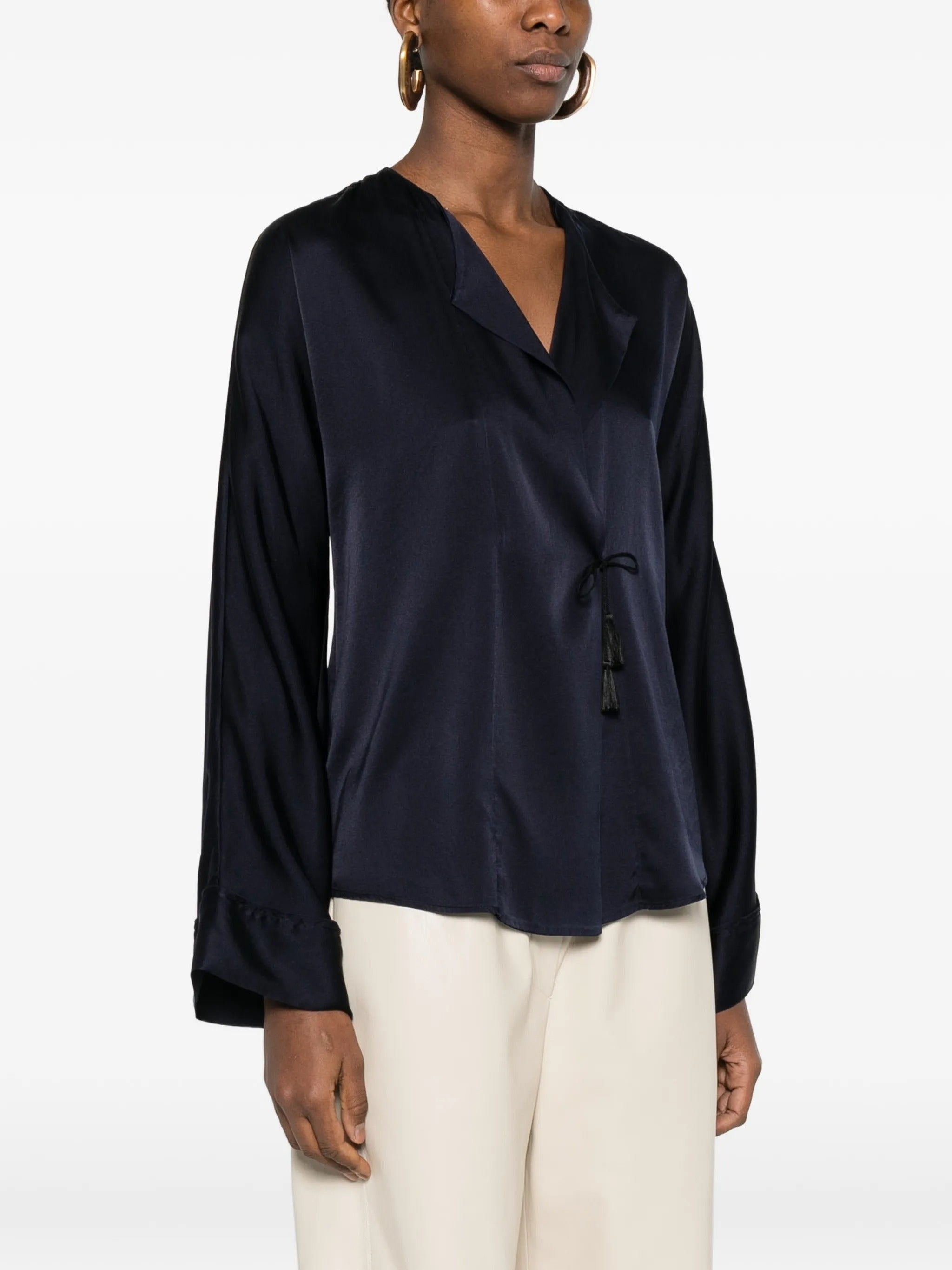 camicia incrociata raso seta stretch shiny