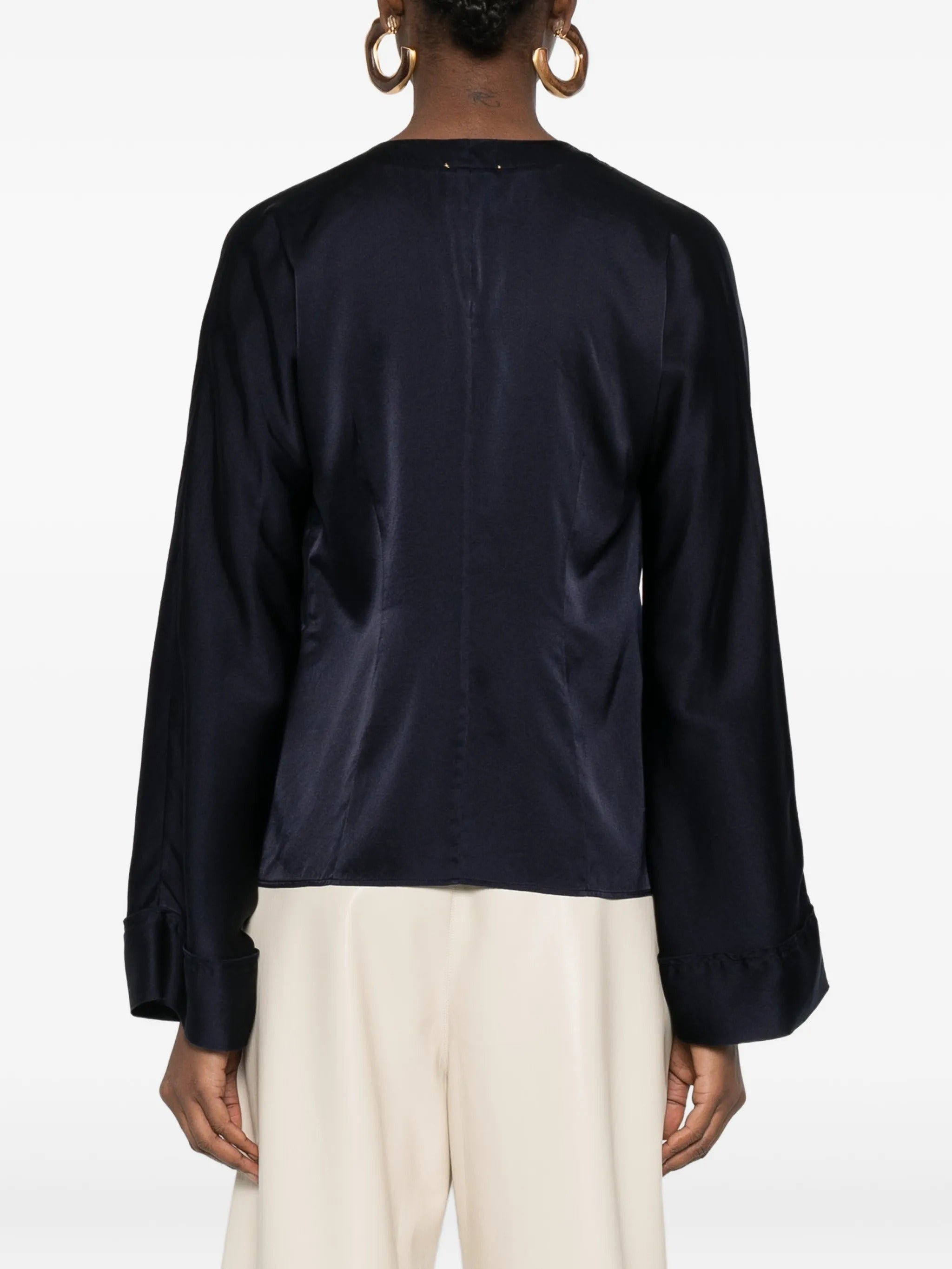 camicia incrociata raso seta stretch shiny