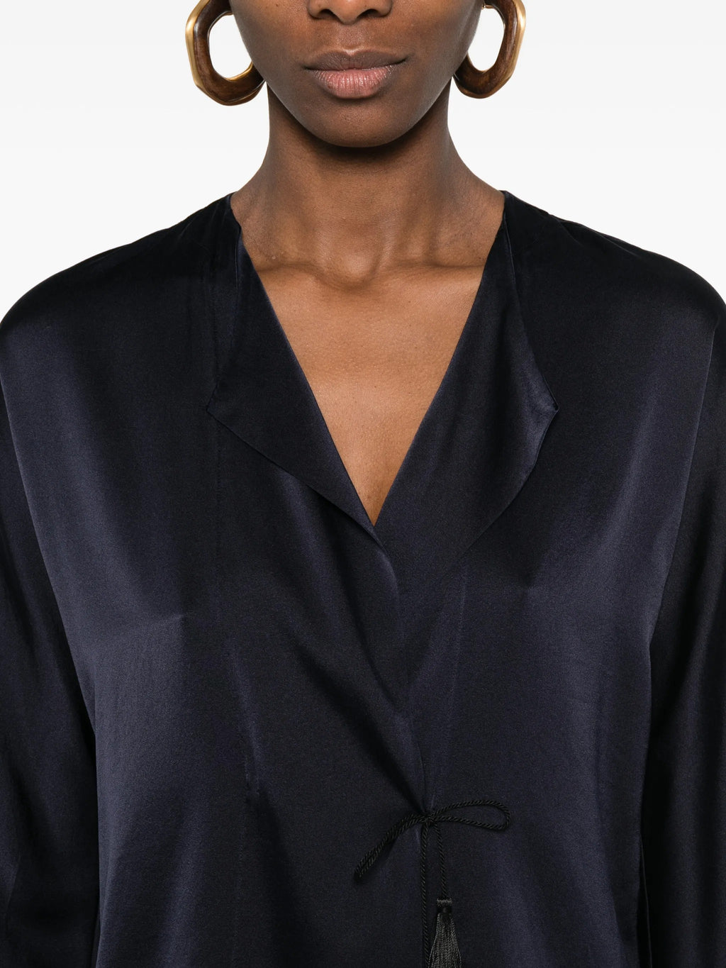 camicia incrociata raso seta stretch shiny