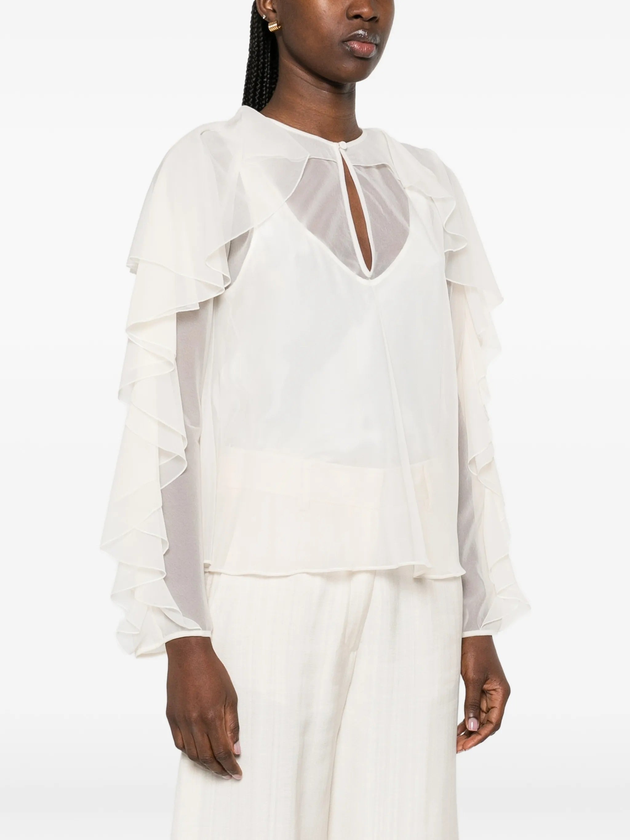 camicia volants contemporary chiffon