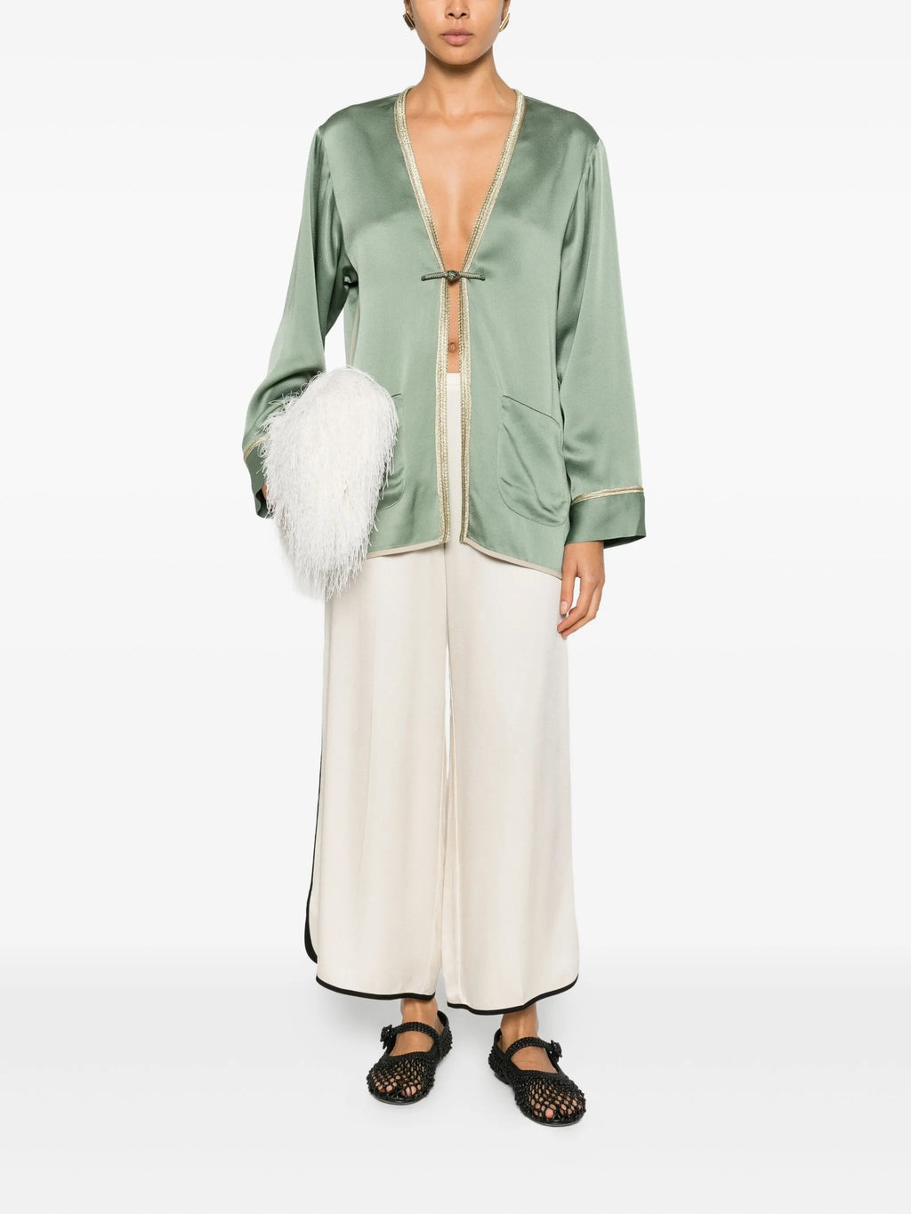 pantalone cropped shiny envers satin