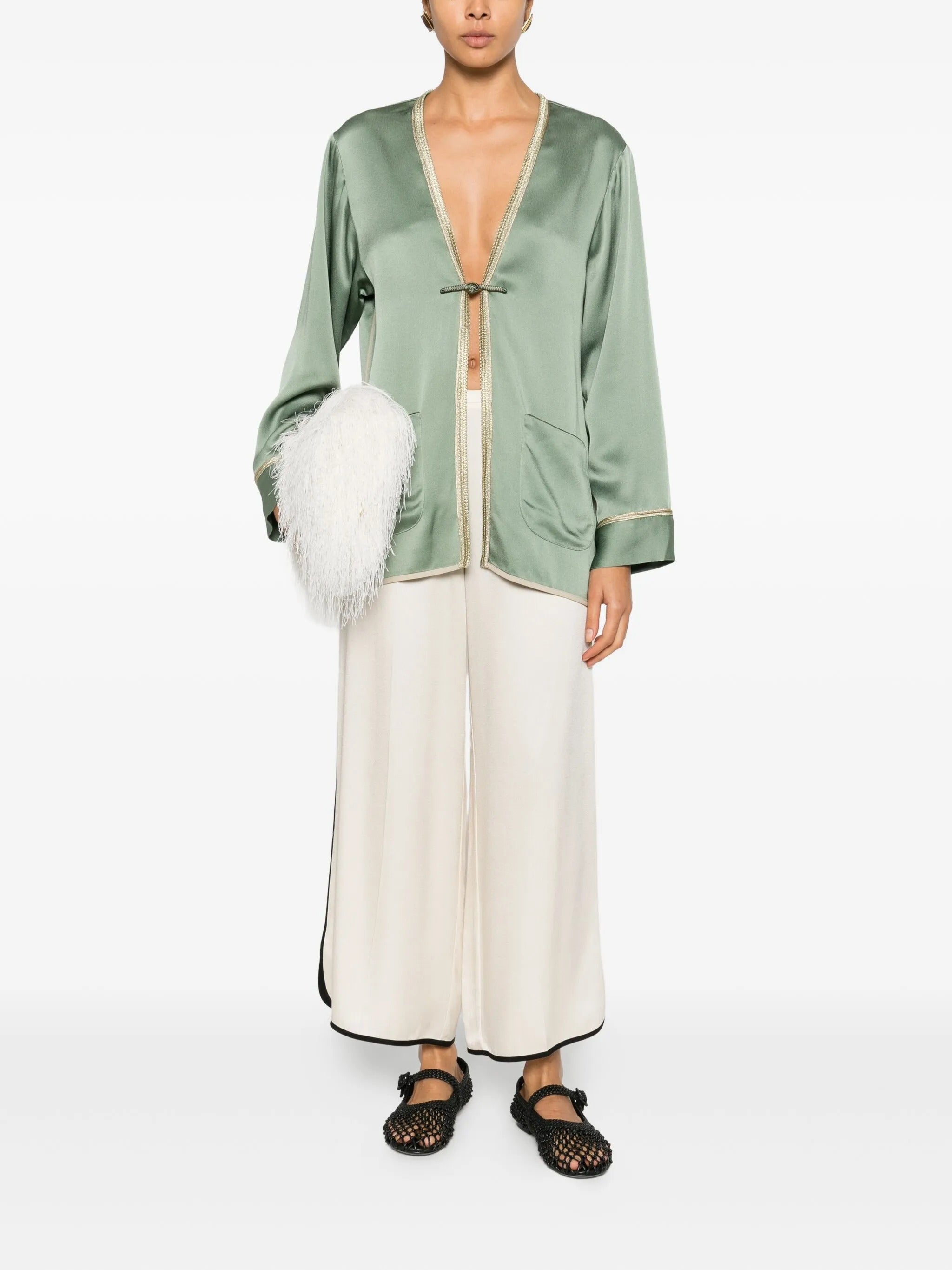 pantalone cropped shiny envers satin