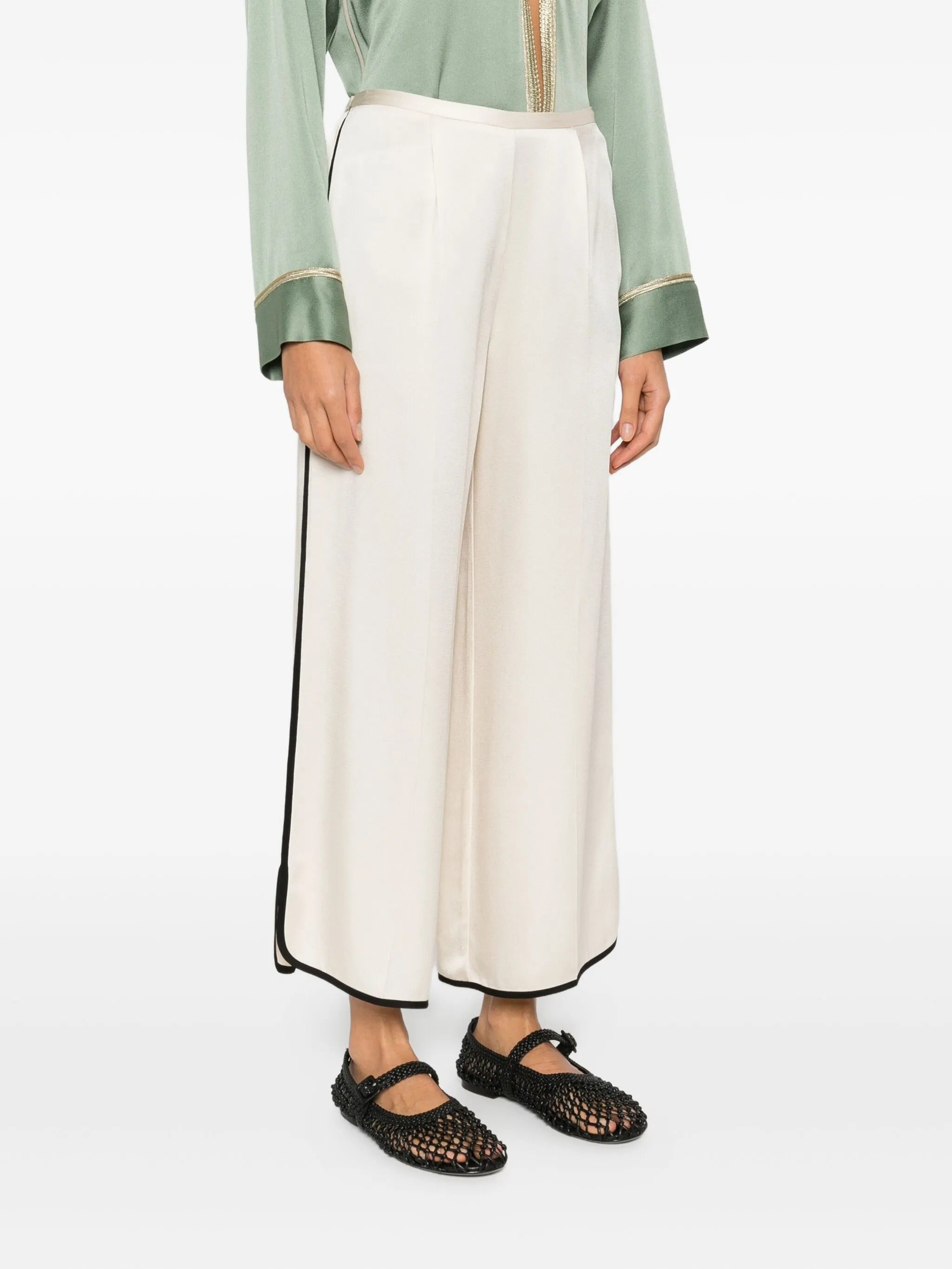 pantalone cropped shiny envers satin