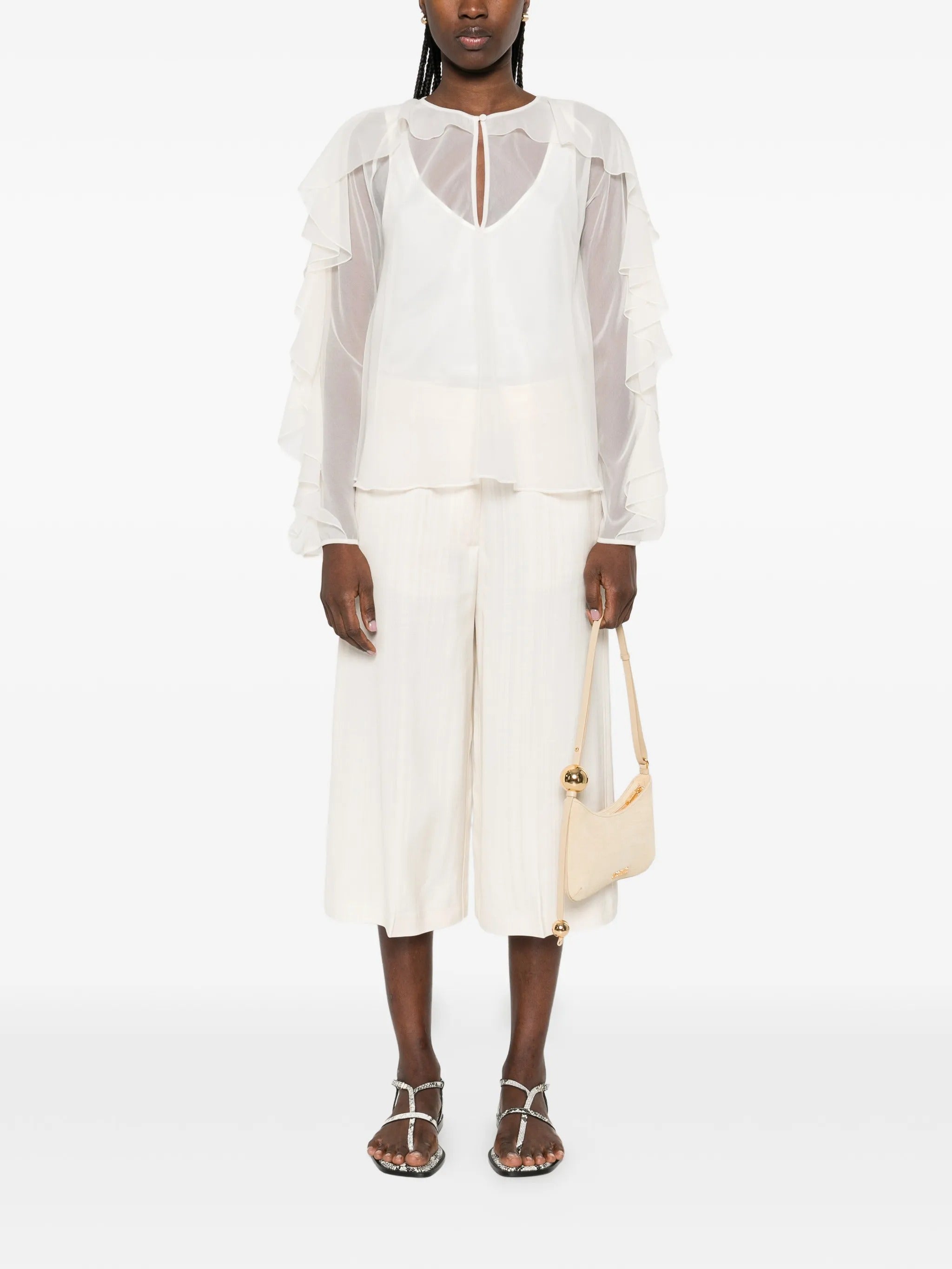 pantalone cropped hopsack viscosa