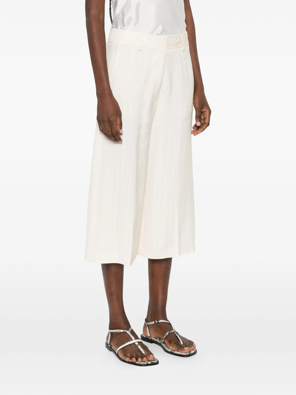 pantalone cropped hopsack viscosa