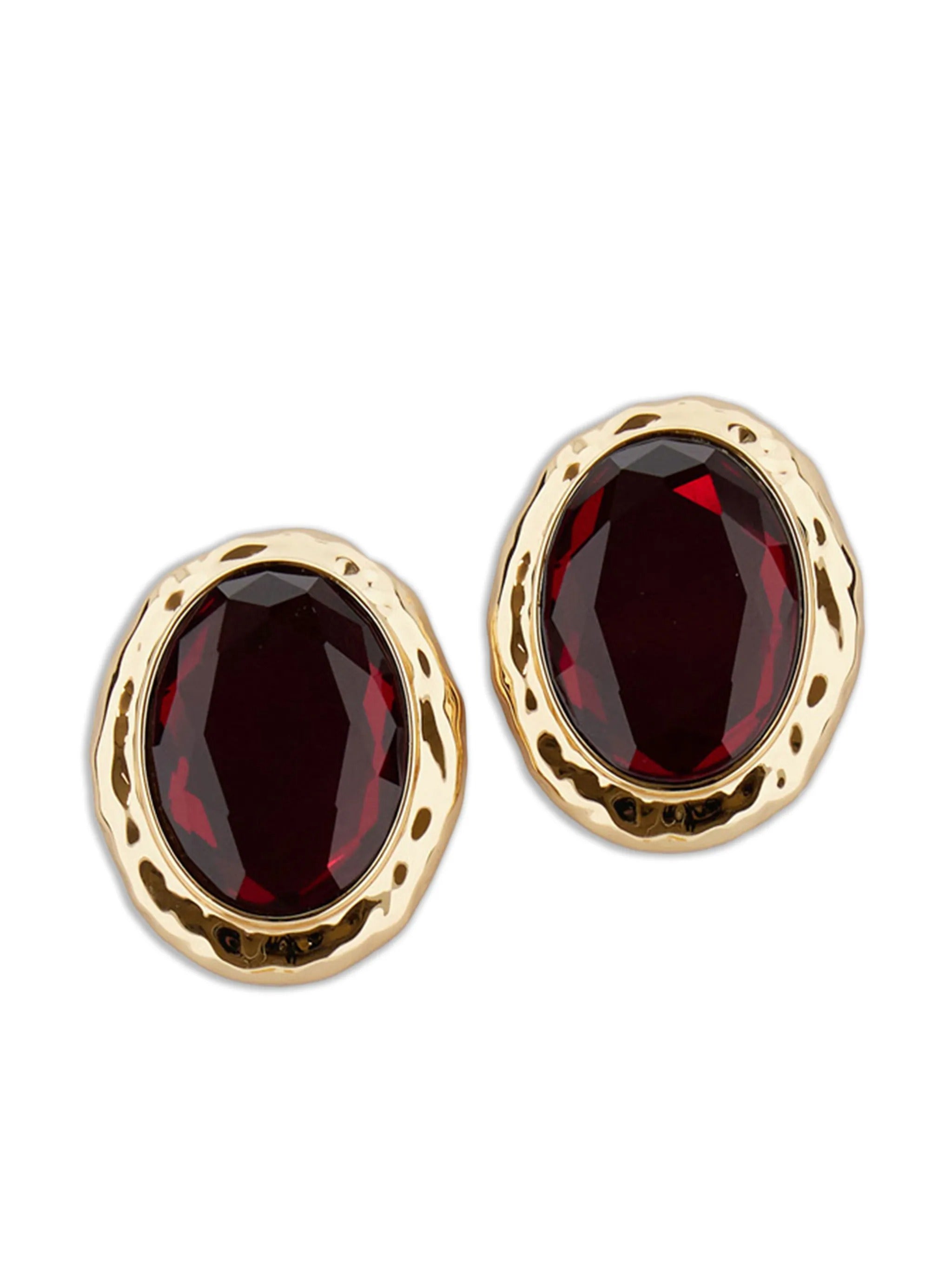 HAMMERED GOLD RED EARRINGS