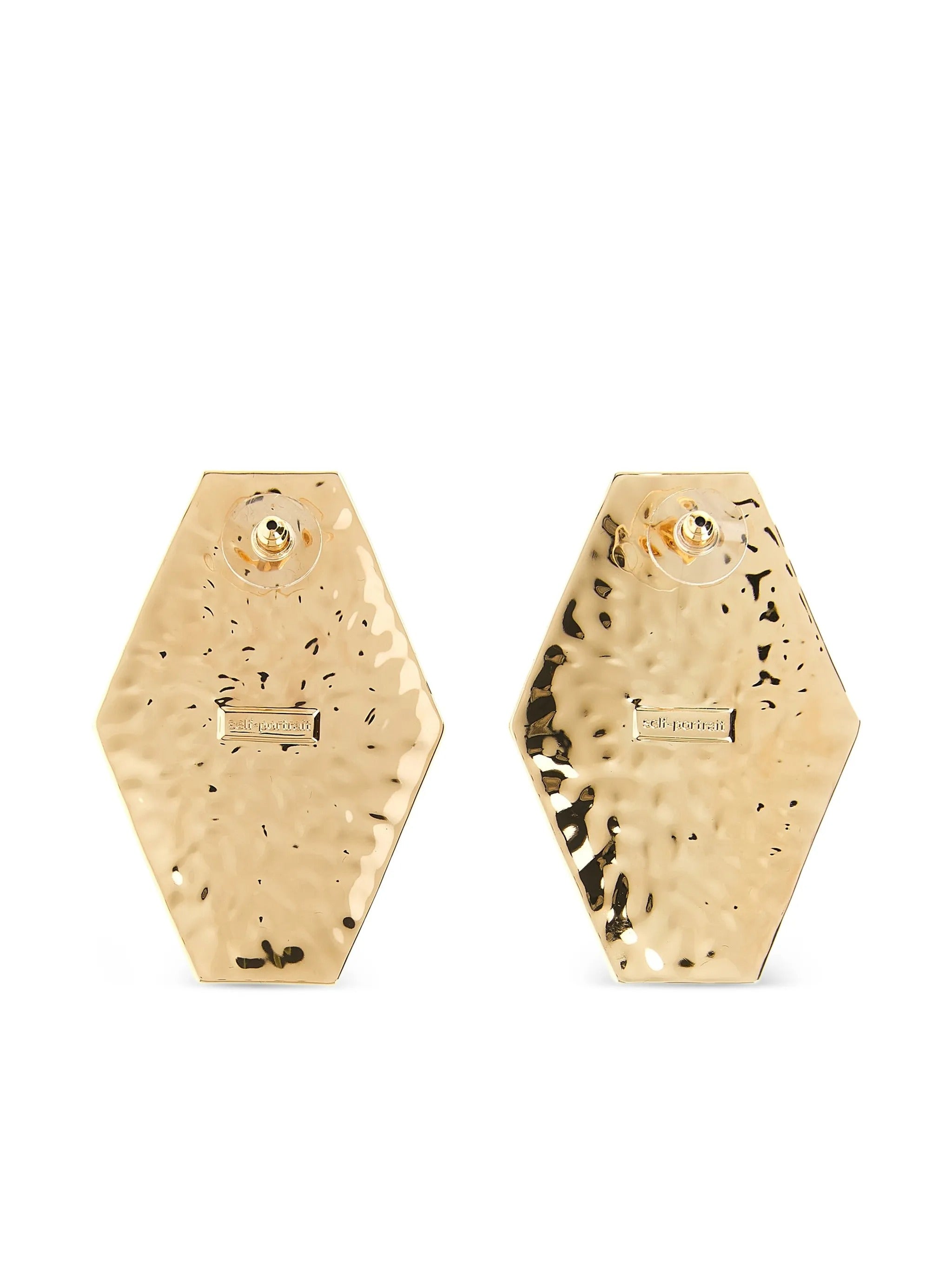 LARGE HAMMERED GOLD PEARL EARRINGS