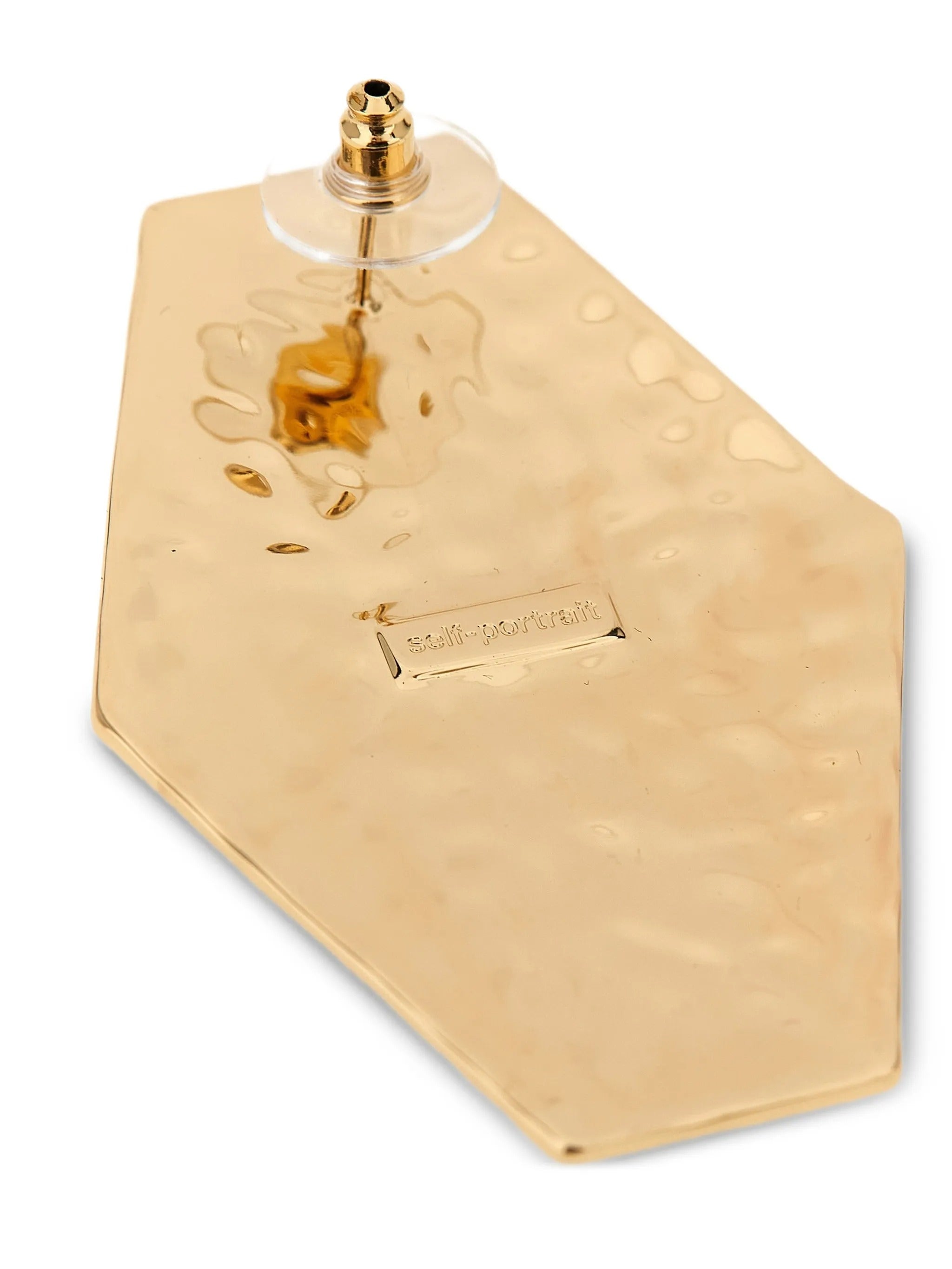 LARGE HAMMERED GOLD PEARL EARRINGS