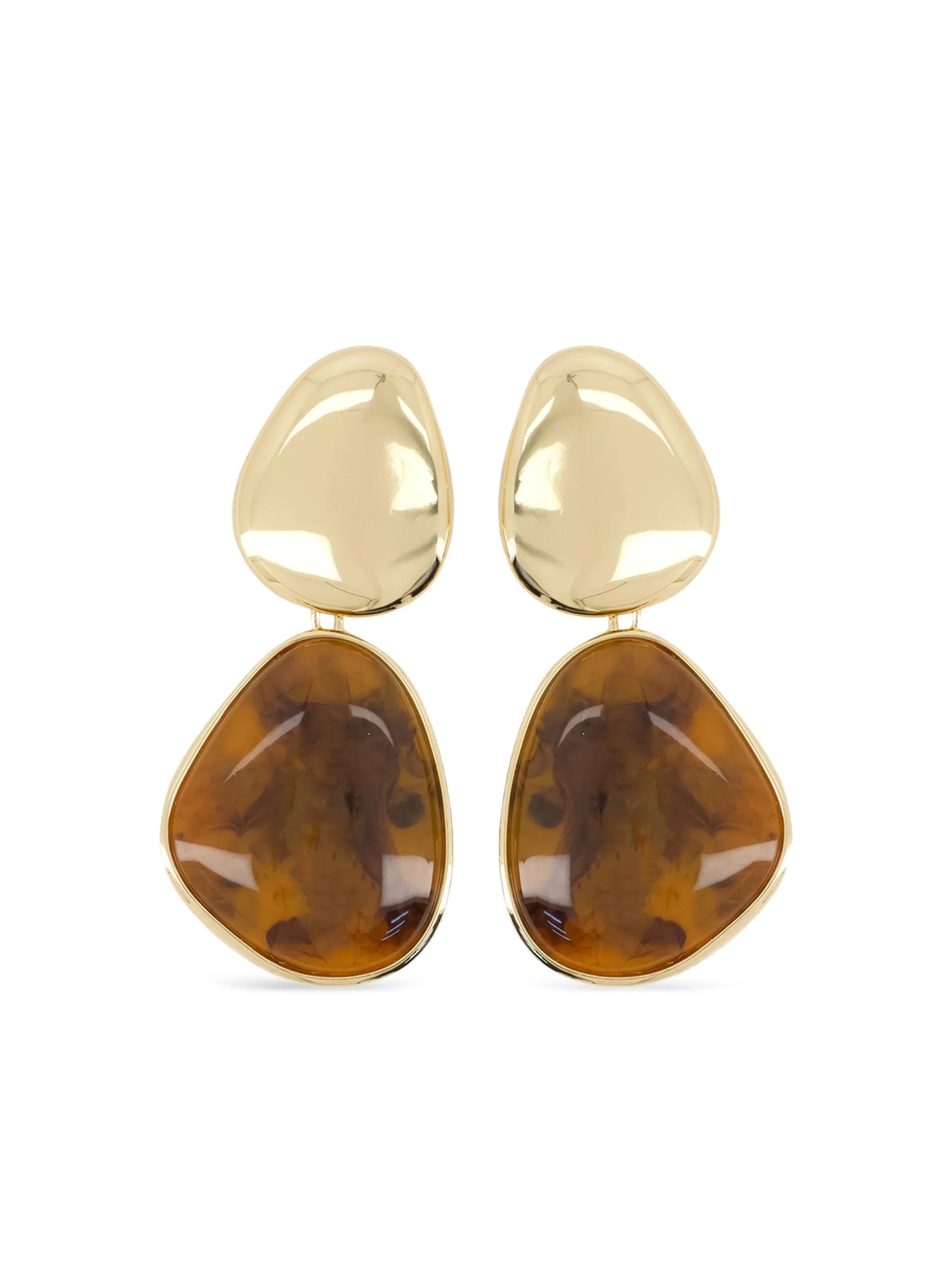 GOLD TIGER EYE TIERED EARRINGS