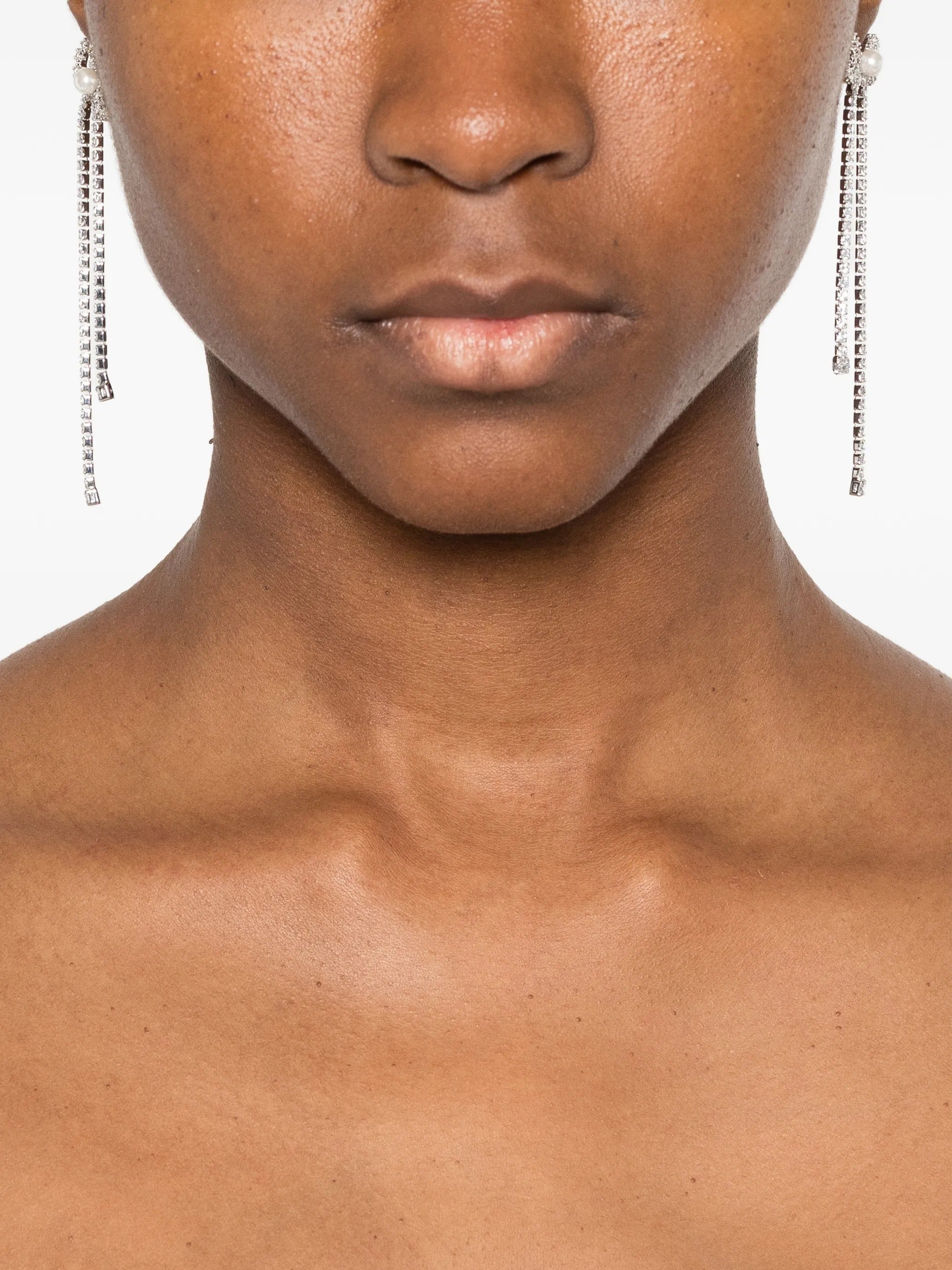 CRYSTAL DROPLET BOW EARRINGS