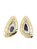 HAMMERED GOLD CRYSTAL EARRINGS