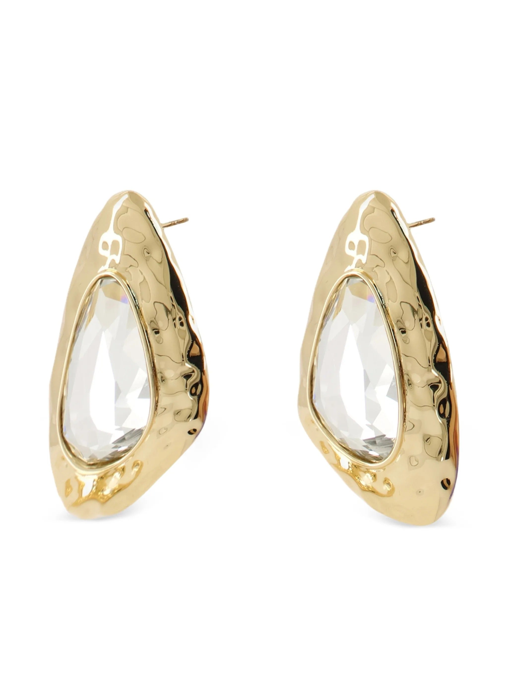 HAMMERED GOLD CRYSTAL EARRINGS