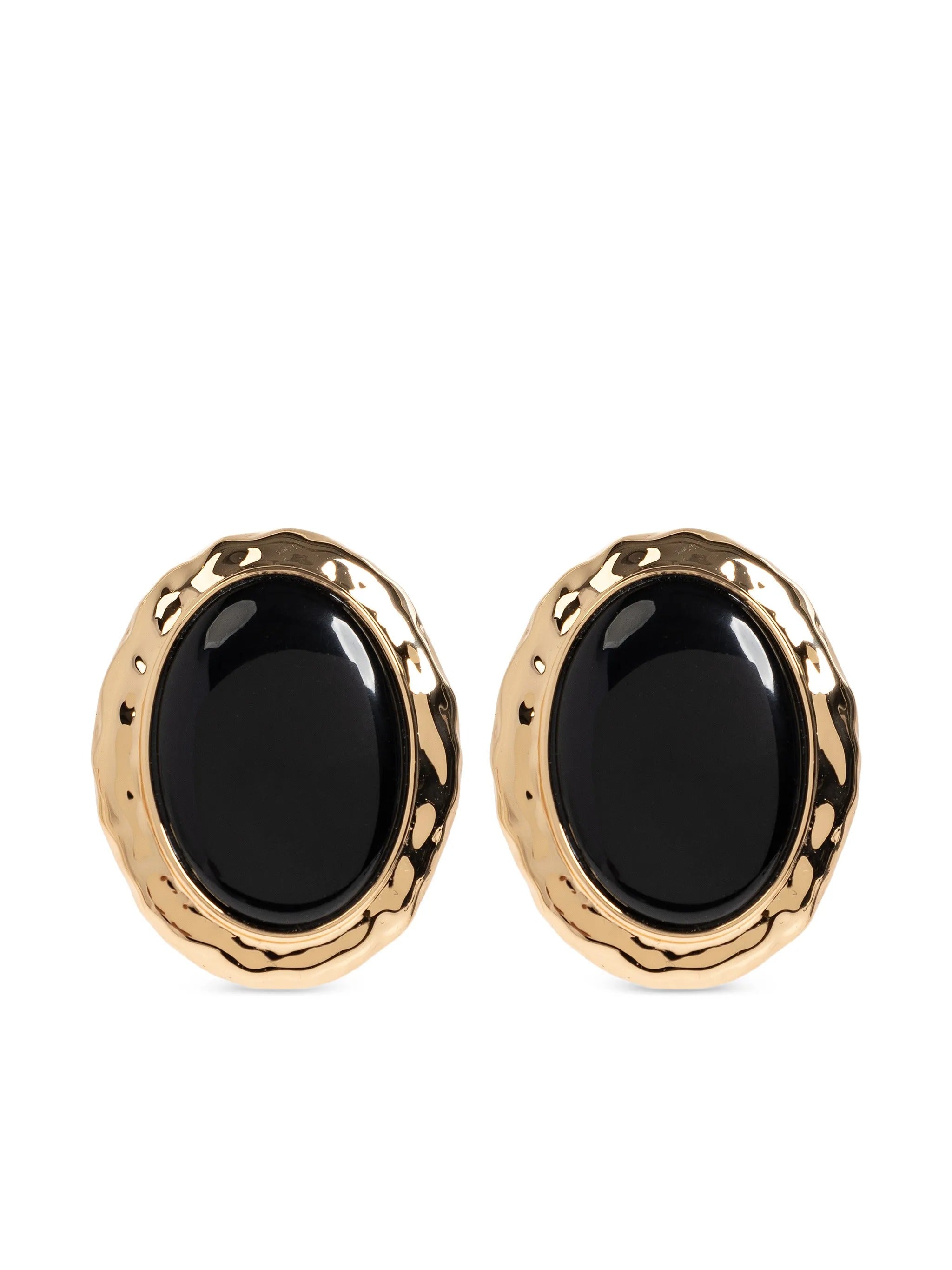 HAMMERED GOLD BLACK EARRINGS