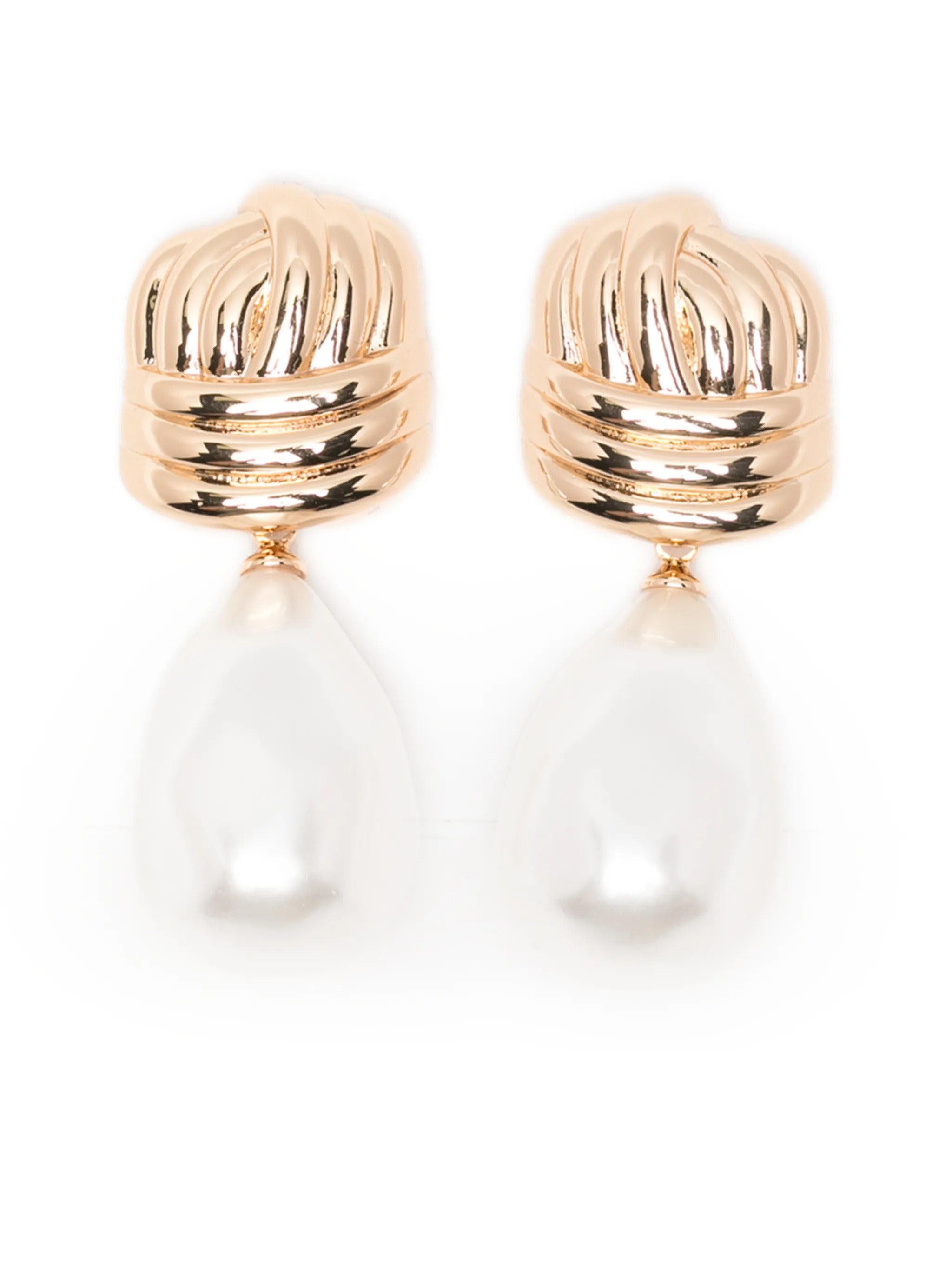GOLD KNOT PEARL EARRINGS