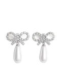 CRYSTAL BOW PEARL EARRINGS