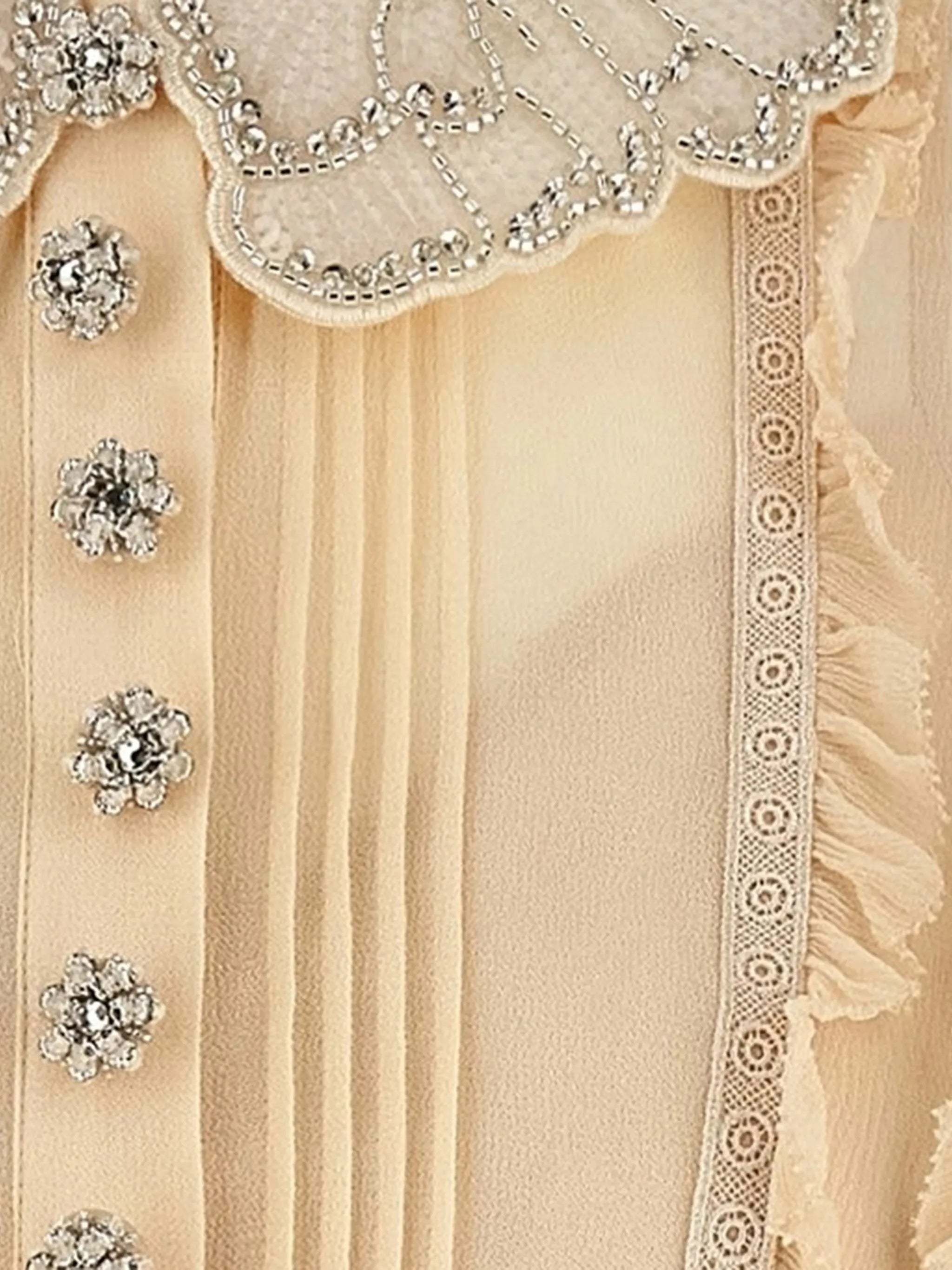 TAN PLEATED GEORGETTE MINI DRESS