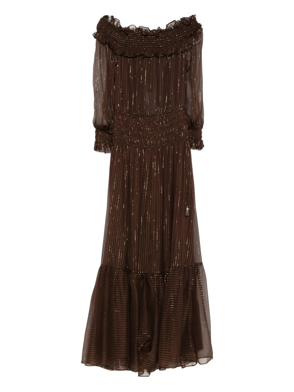 BROWN GEORGETTE MAXI DRESS