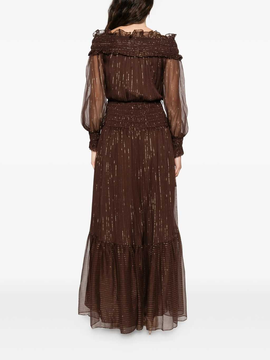 BROWN GEORGETTE MAXI DRESS