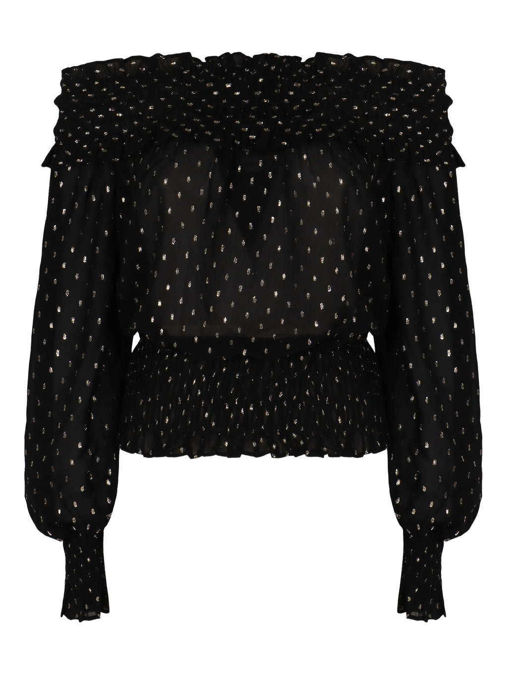 BLACK AND GOLD CHIFFON TOP