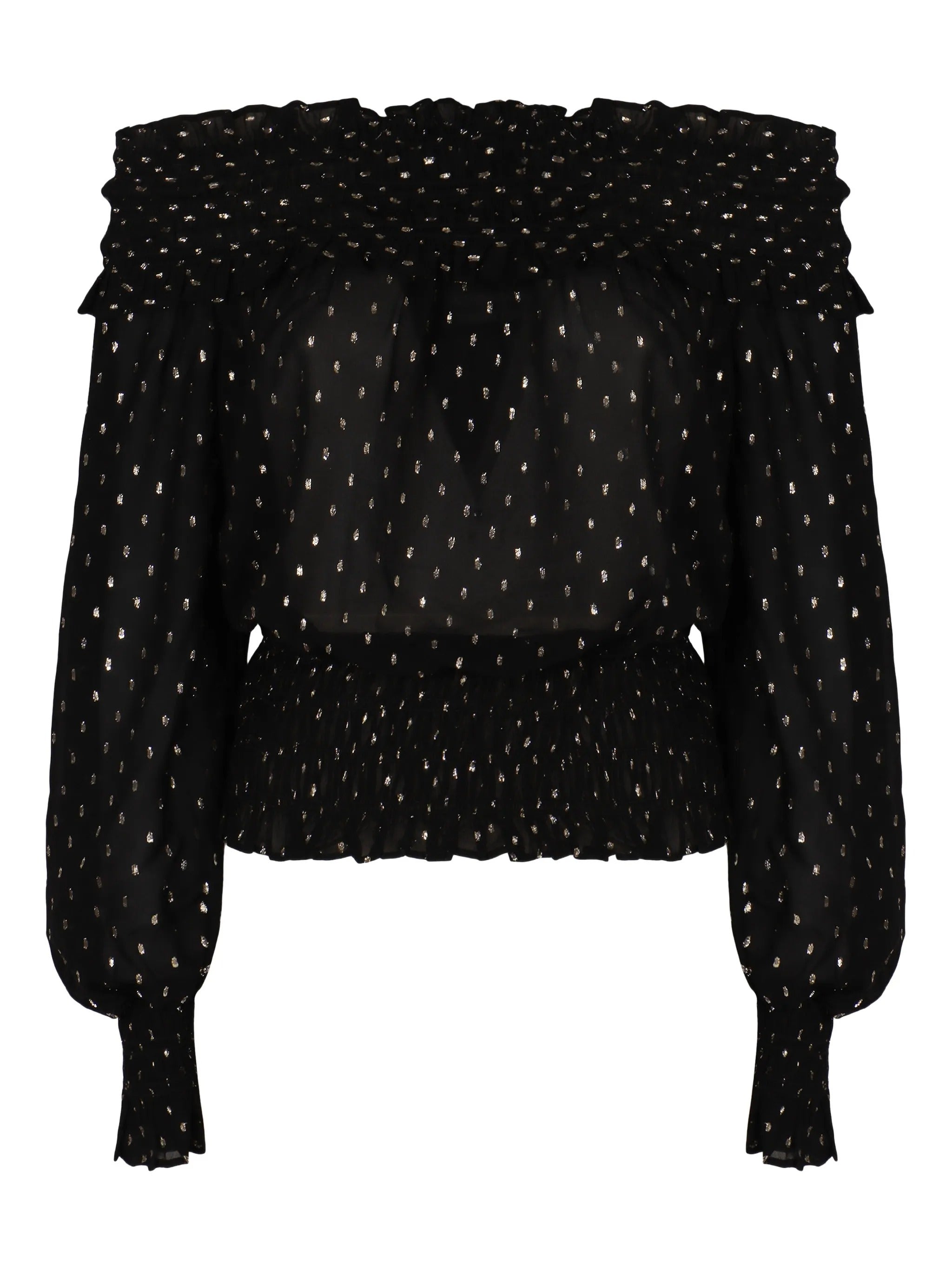 BLACK AND GOLD CHIFFON TOP