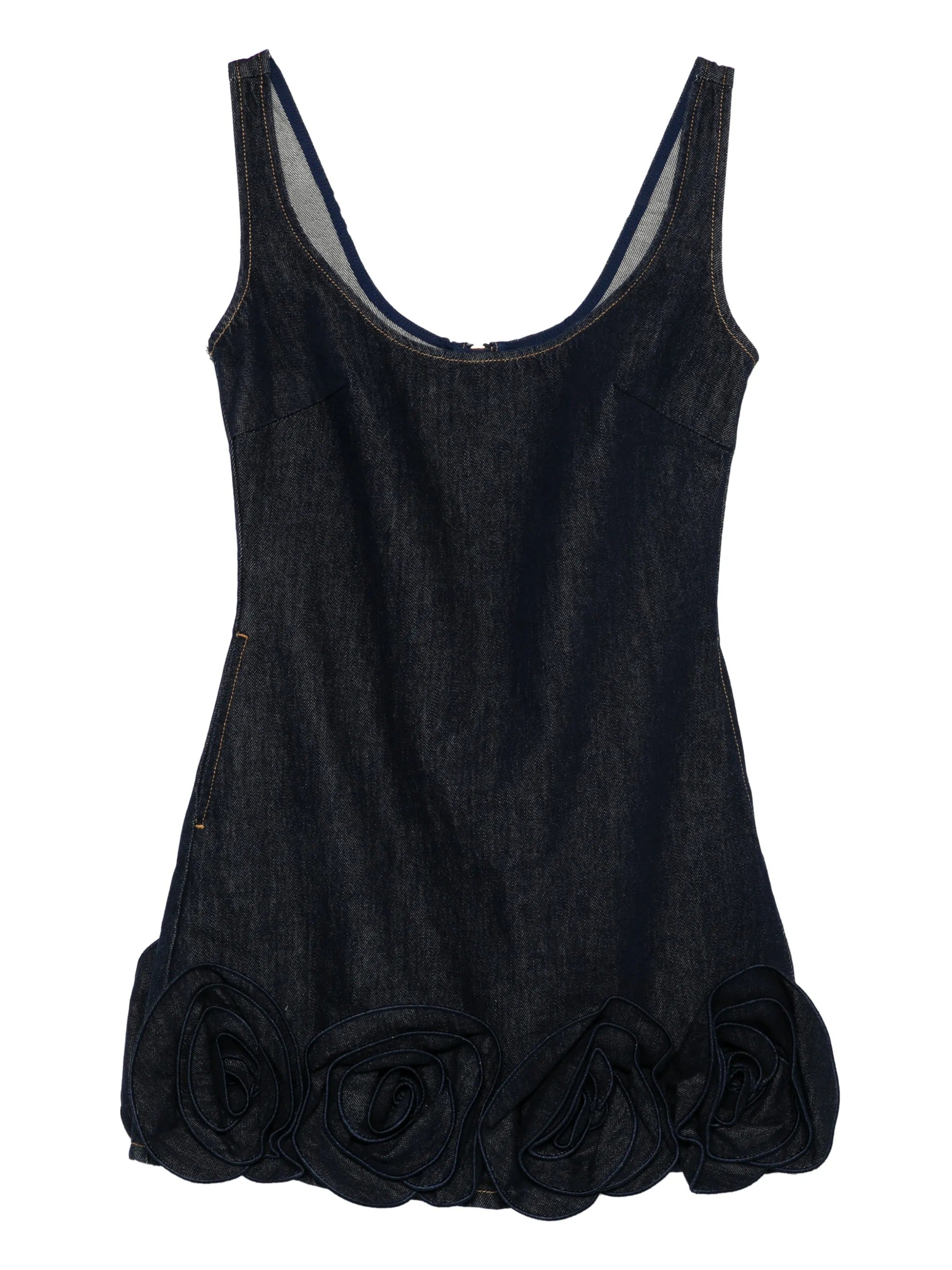INDIGO DENIM 3D FLOWER MINI DRESS