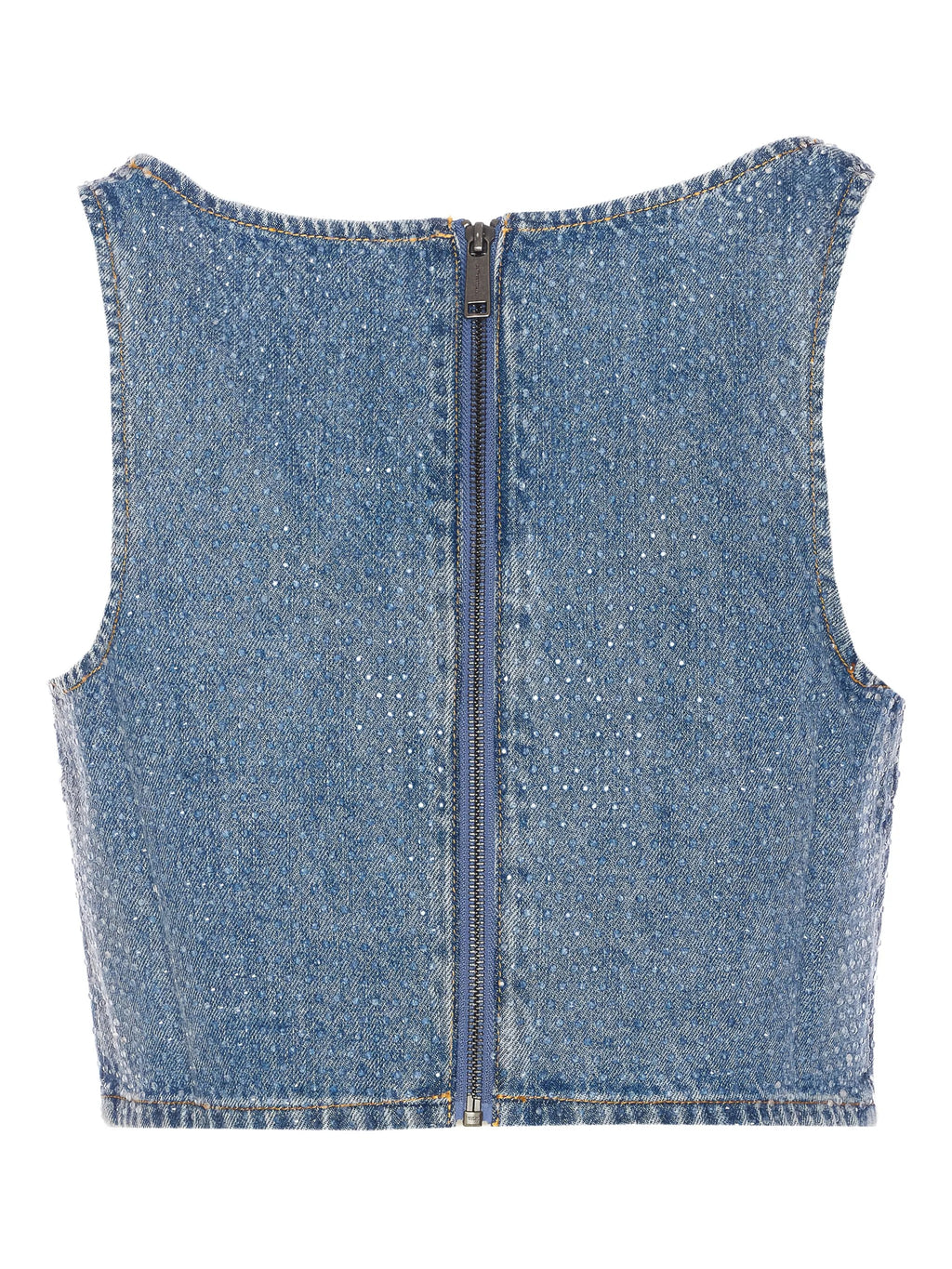 RHINESTONE DENIM CROP TOP