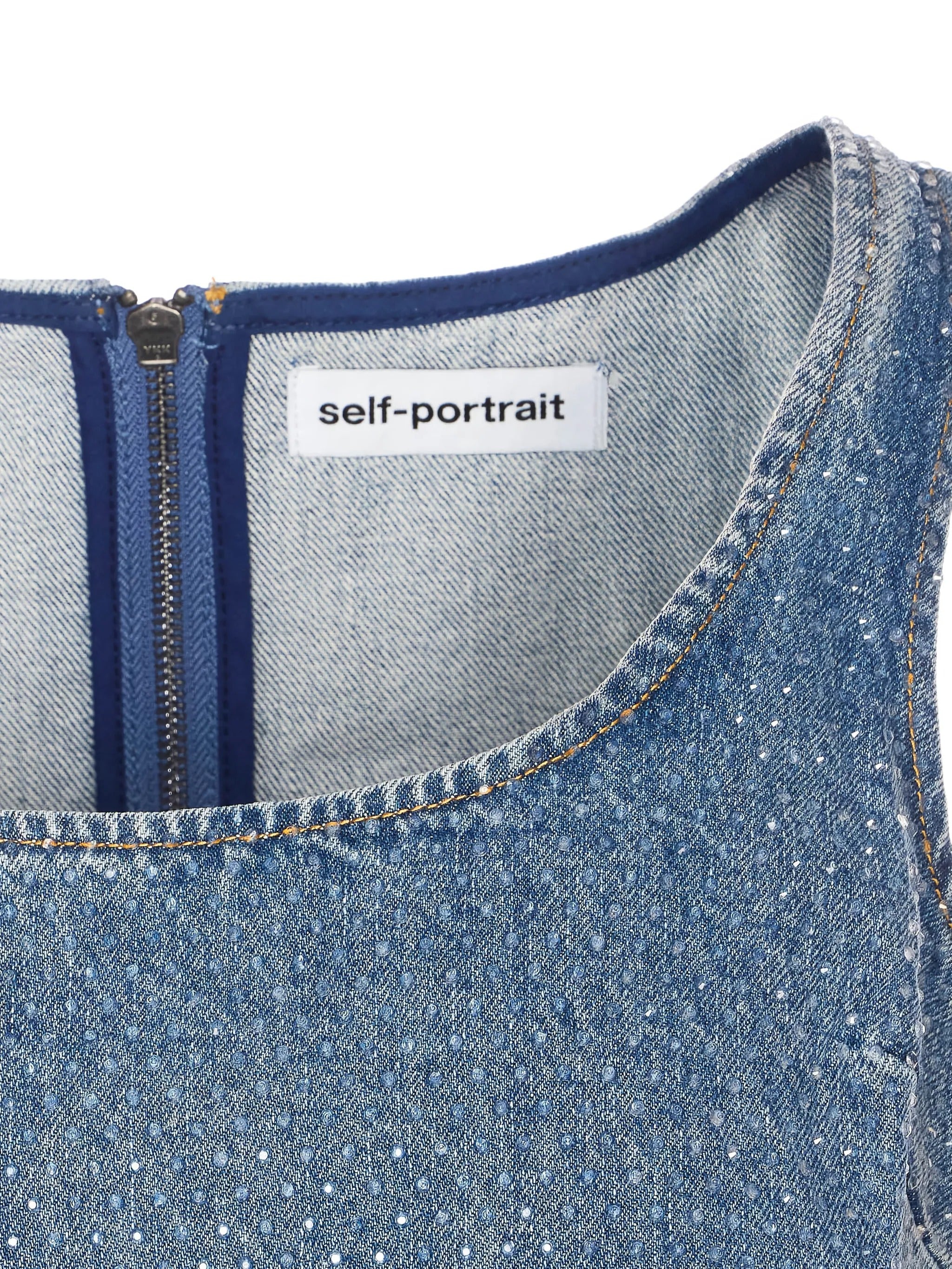 RHINESTONE DENIM CROP TOP