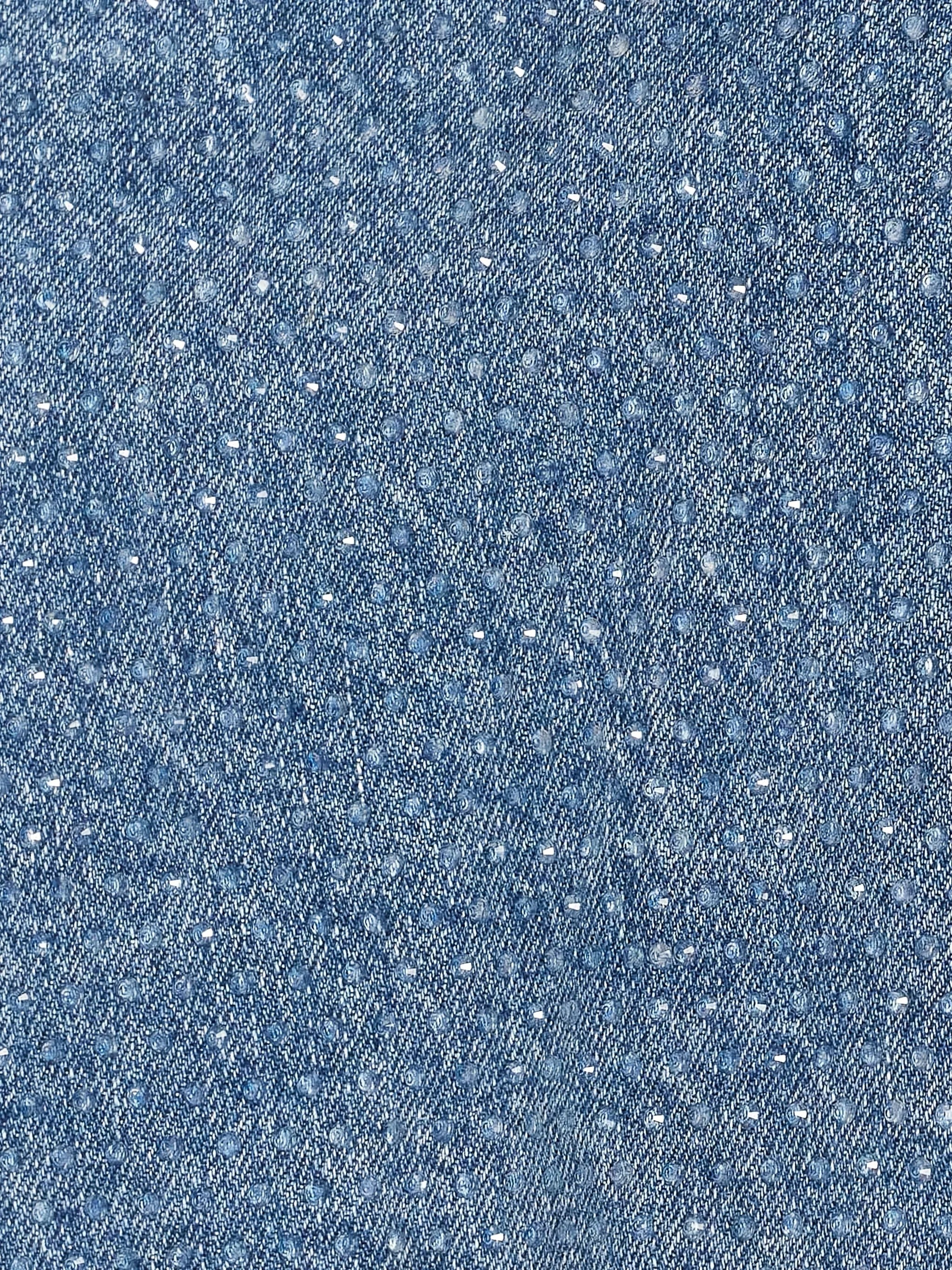 RHINESTONE DENIM CROP TOP