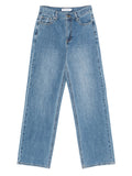 RHINESTONE DENIM STRAIGHT LEG JEANS