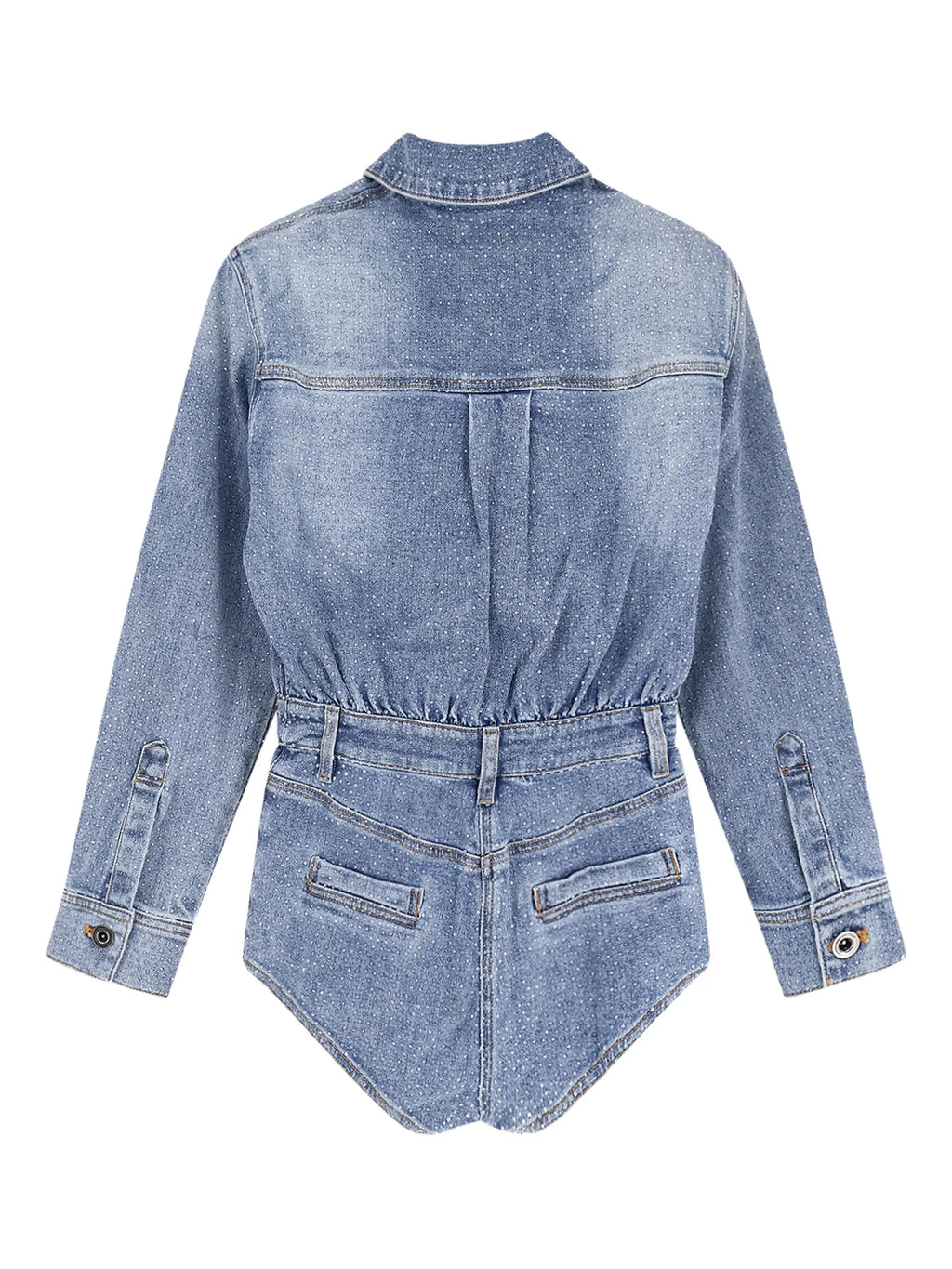 RHINESTONE DENIM PLAYSUIT