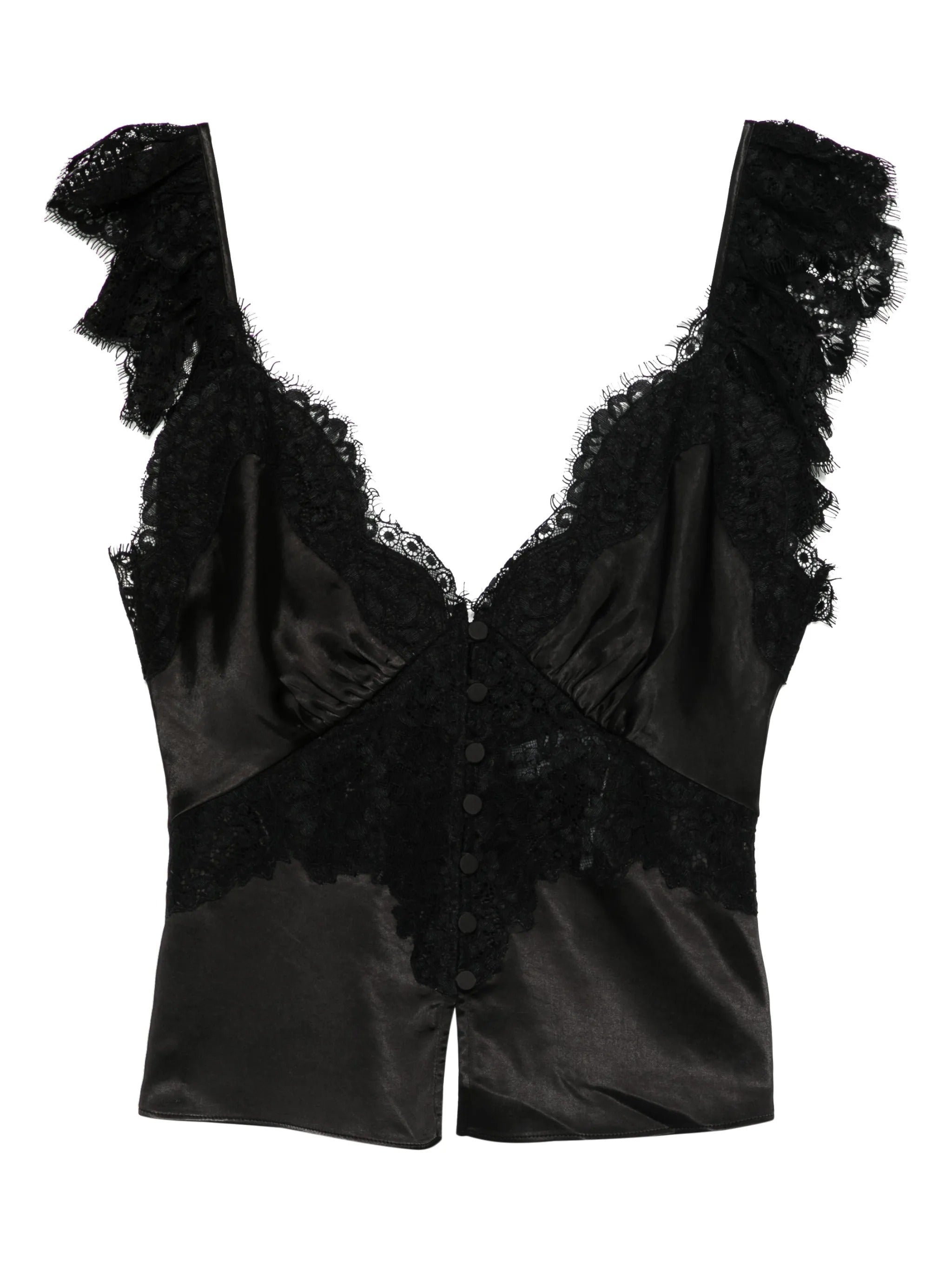 BLACK SATIN LACE TOP