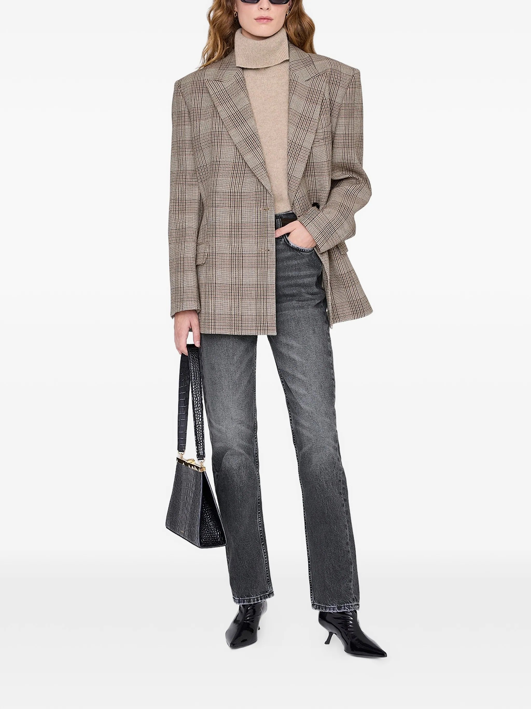ARETHA BLAZER  BROWN PLAID