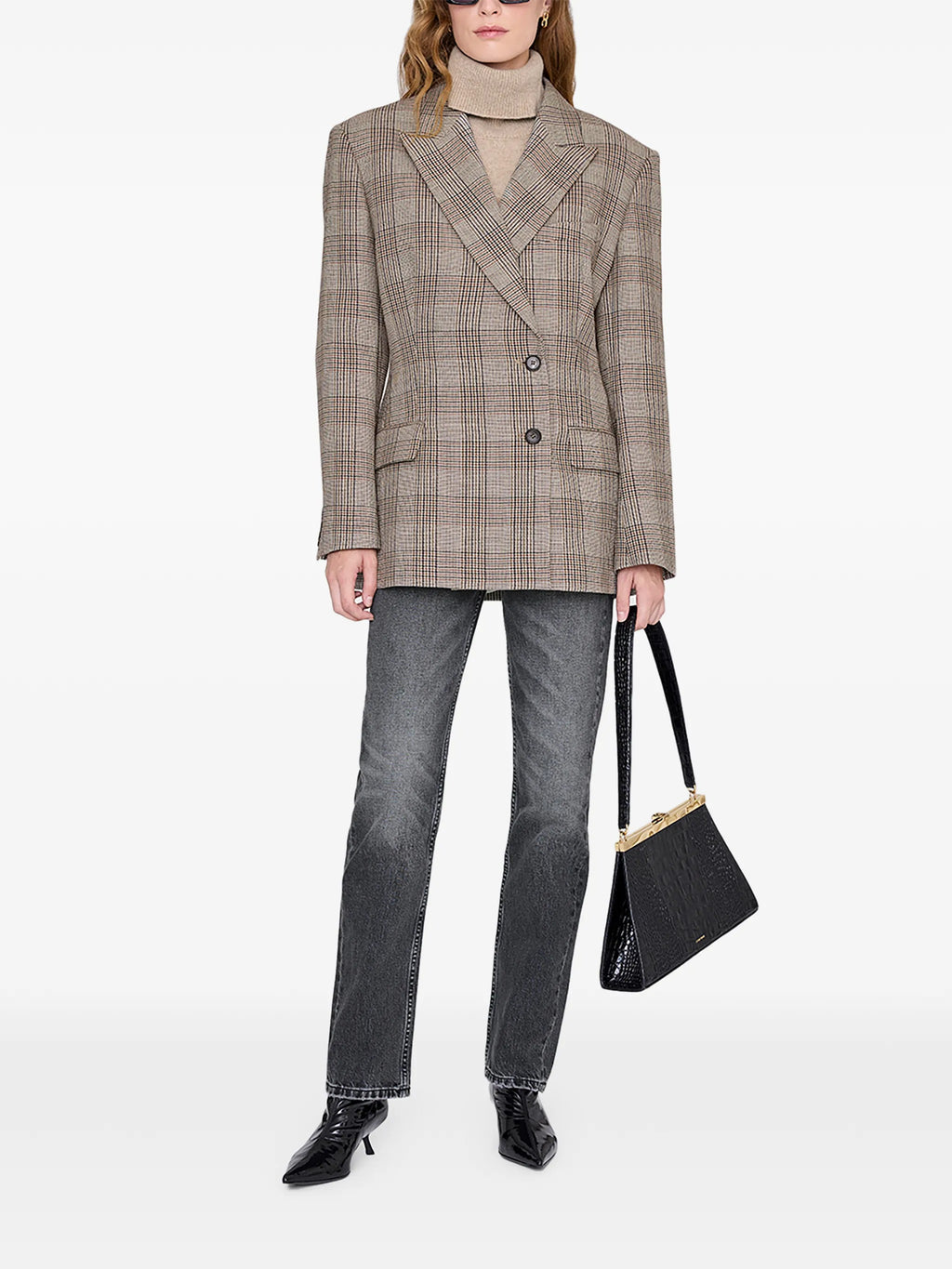 ARETHA BLAZER  BROWN PLAID