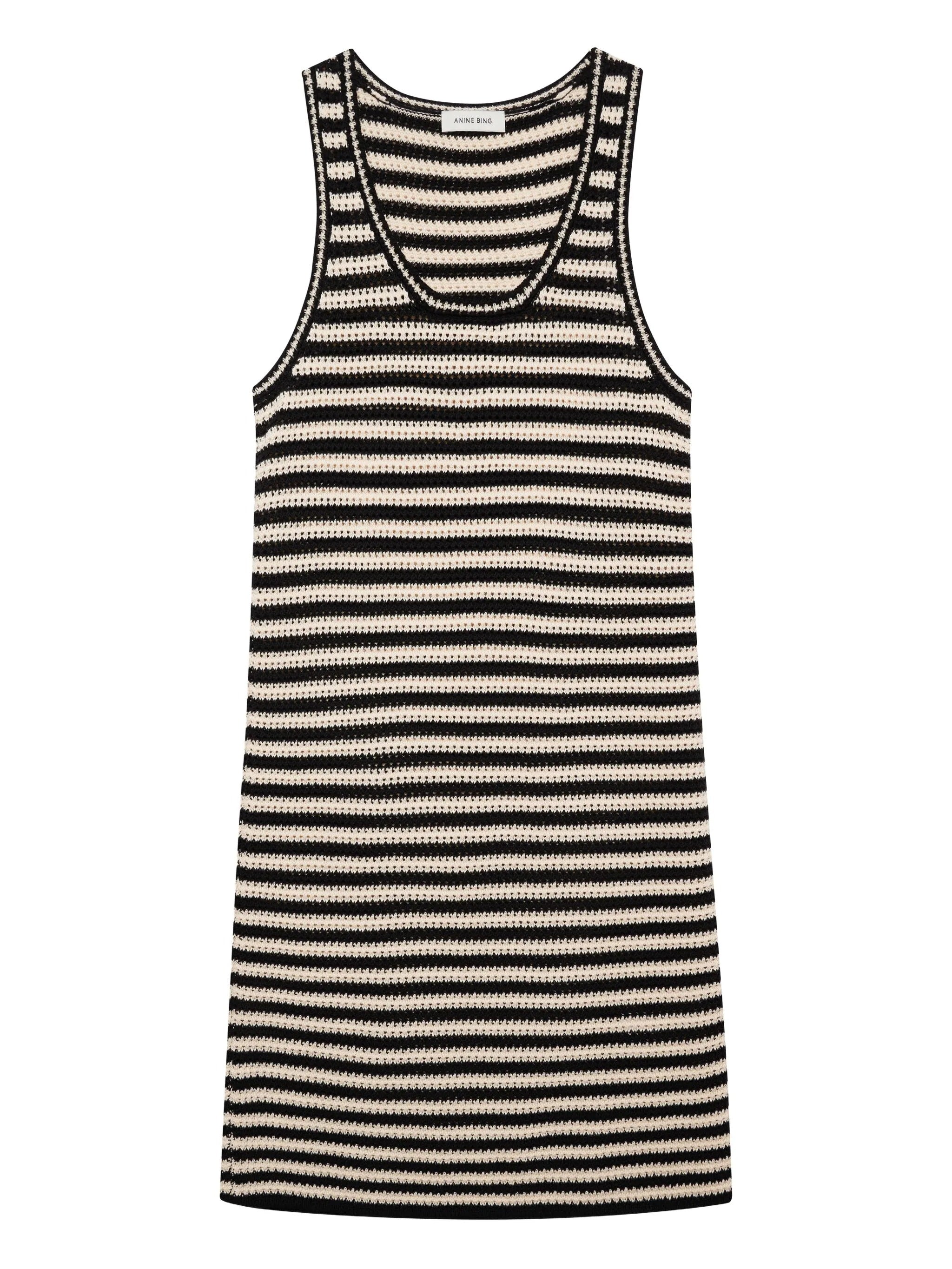 ARIE DRESS  BLACK AND IVORY STRIPE