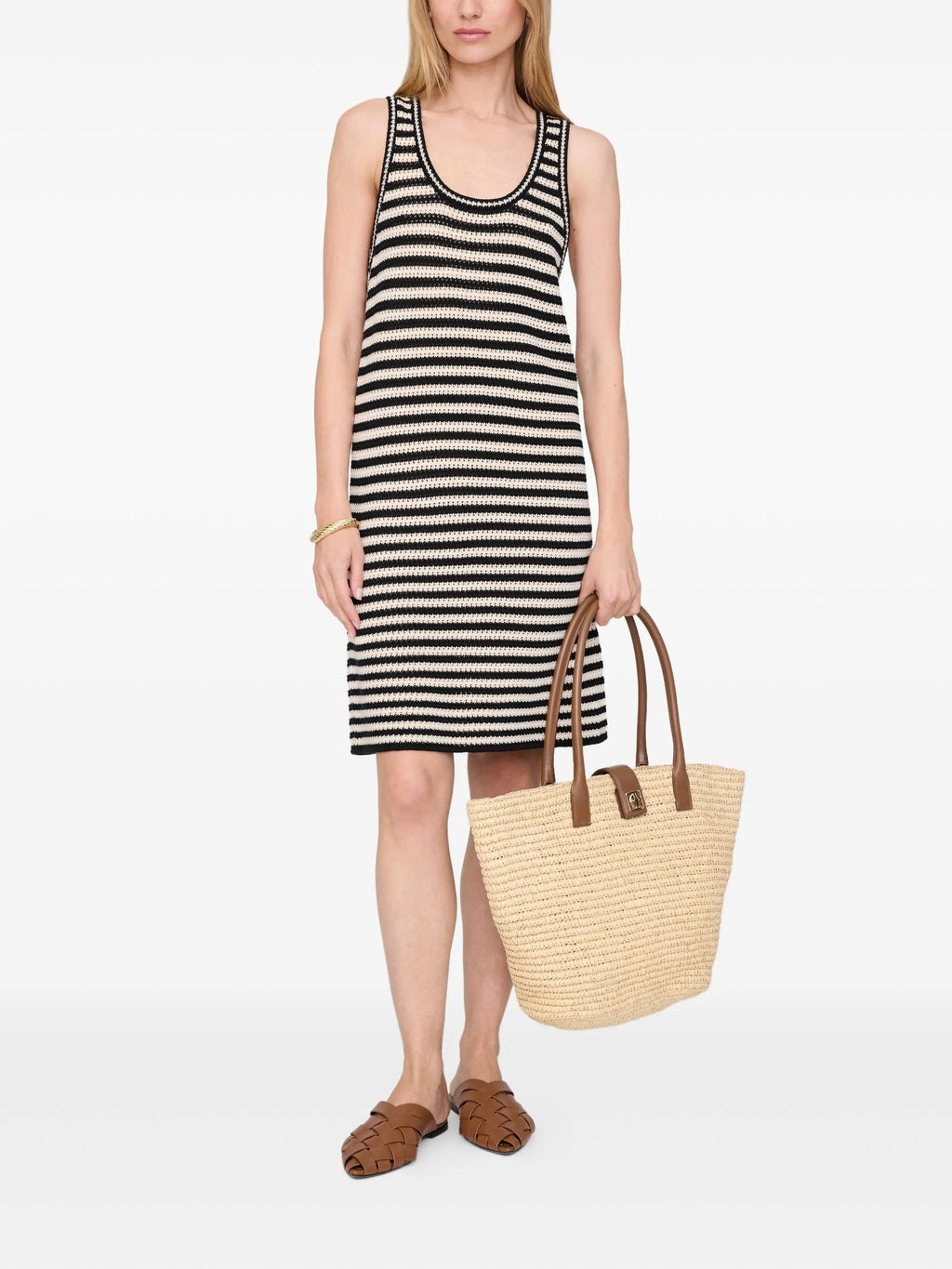 ARIE DRESS  BLACK AND IVORY STRIPE