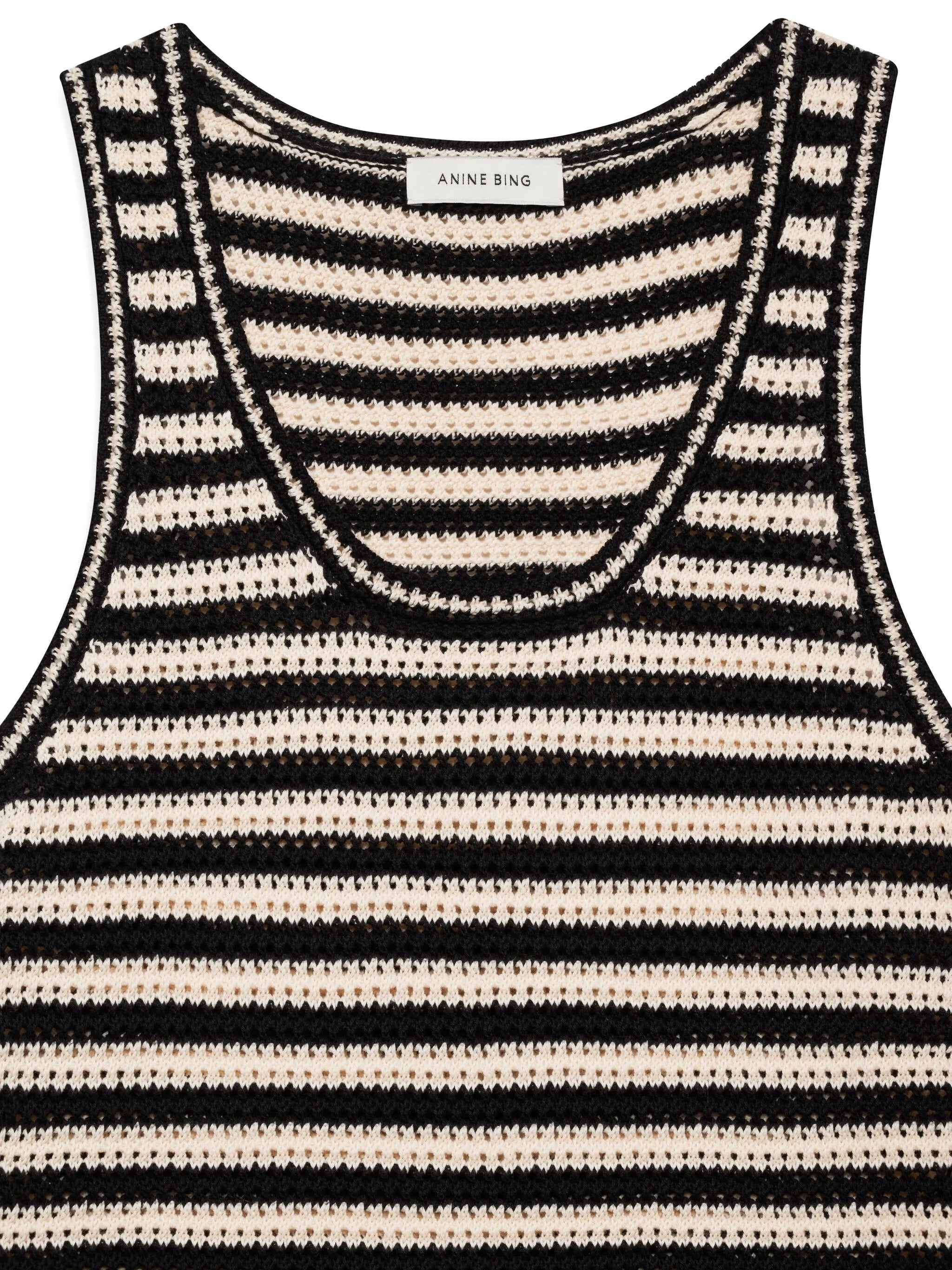 ARIE DRESS  BLACK AND IVORY STRIPE