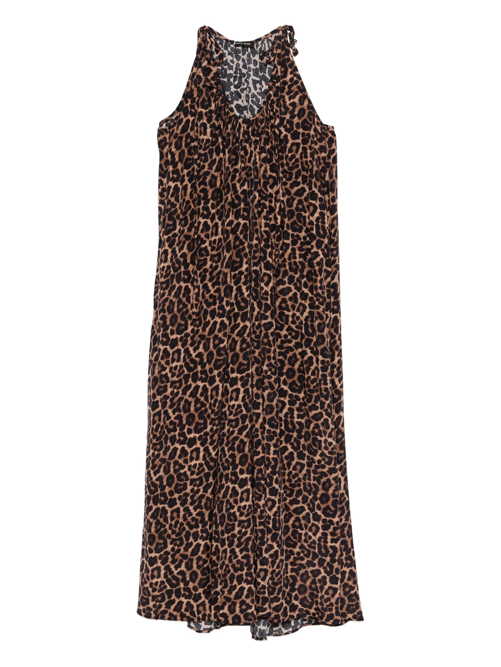 FLORA DRESS  BLACK AND BROWN LEOPARD