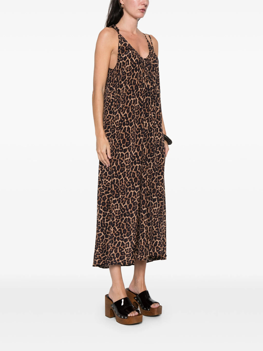 FLORA DRESS  BLACK AND BROWN LEOPARD