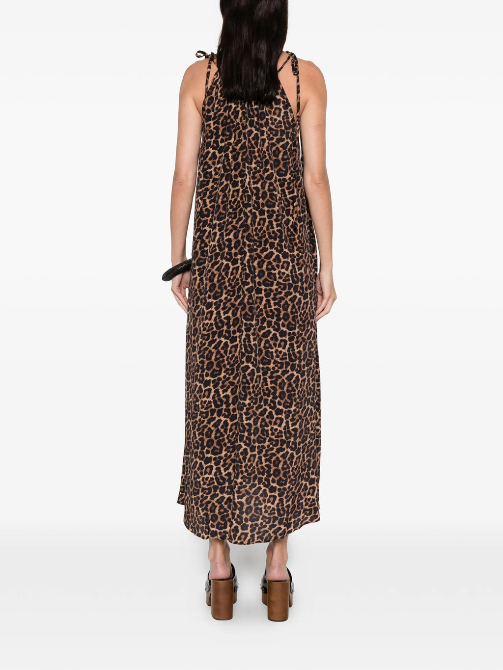 FLORA DRESS  BLACK AND BROWN LEOPARD