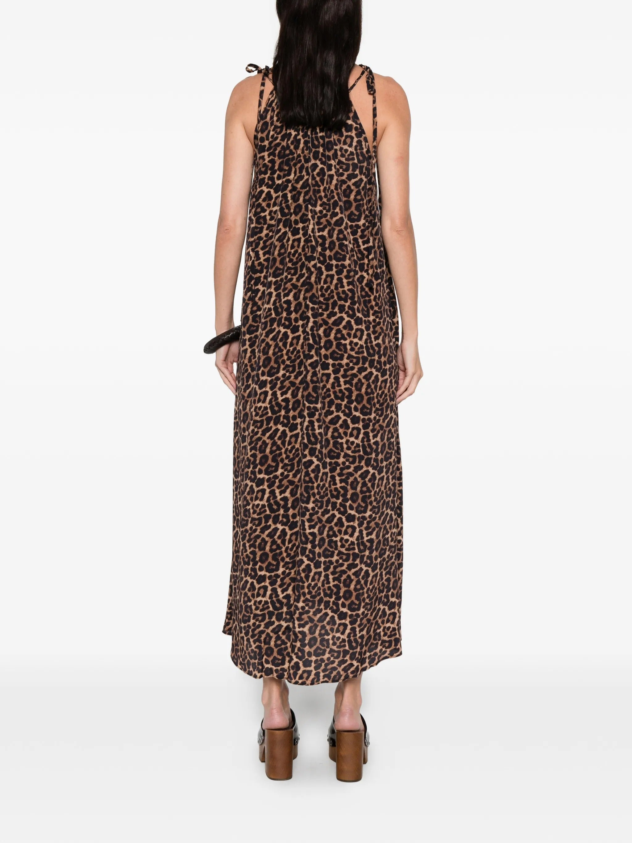 FLORA DRESS  BLACK AND BROWN LEOPARD