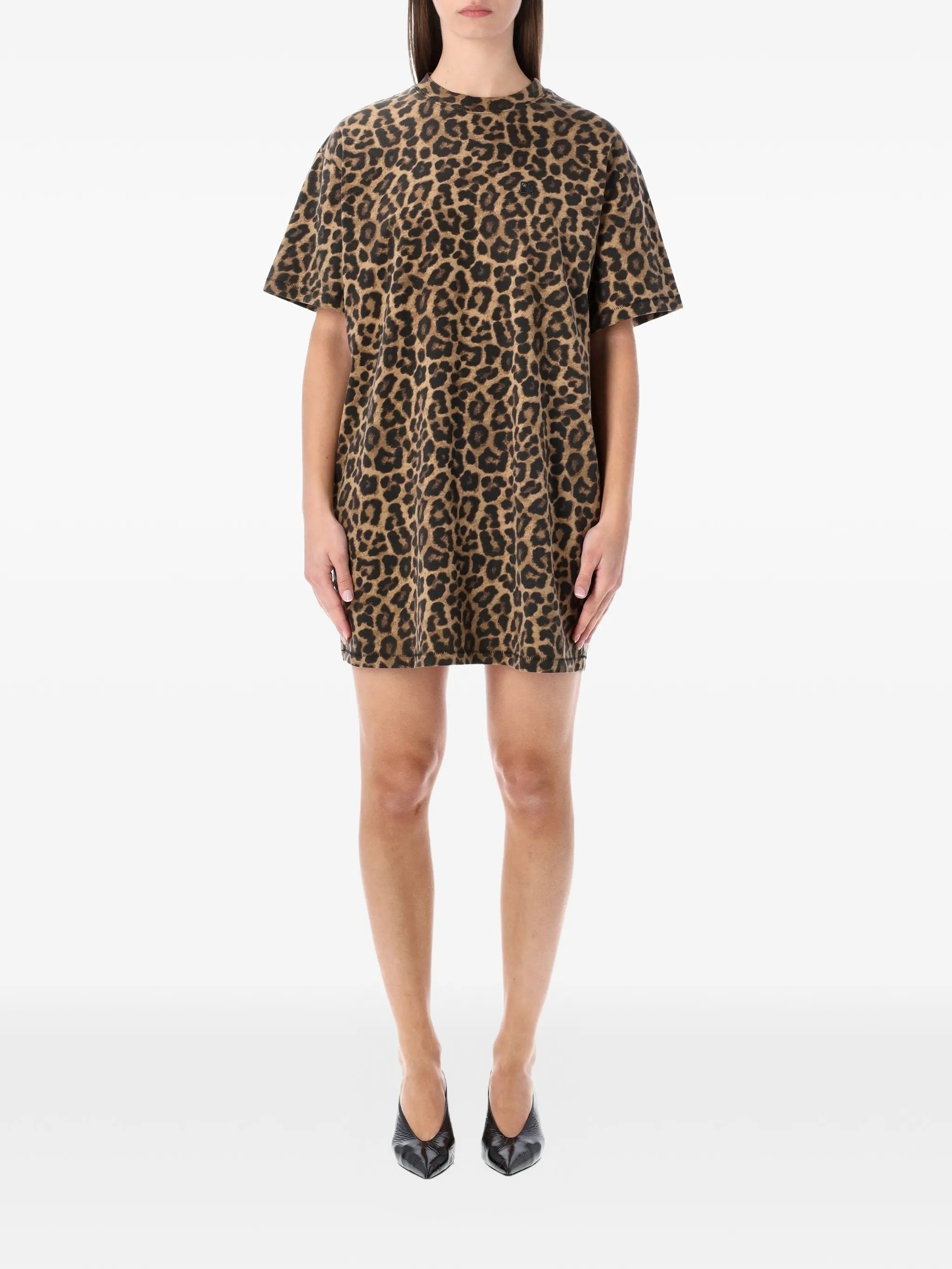 BETH MINI DRESS  BLACK AND BROWN LEOPARD