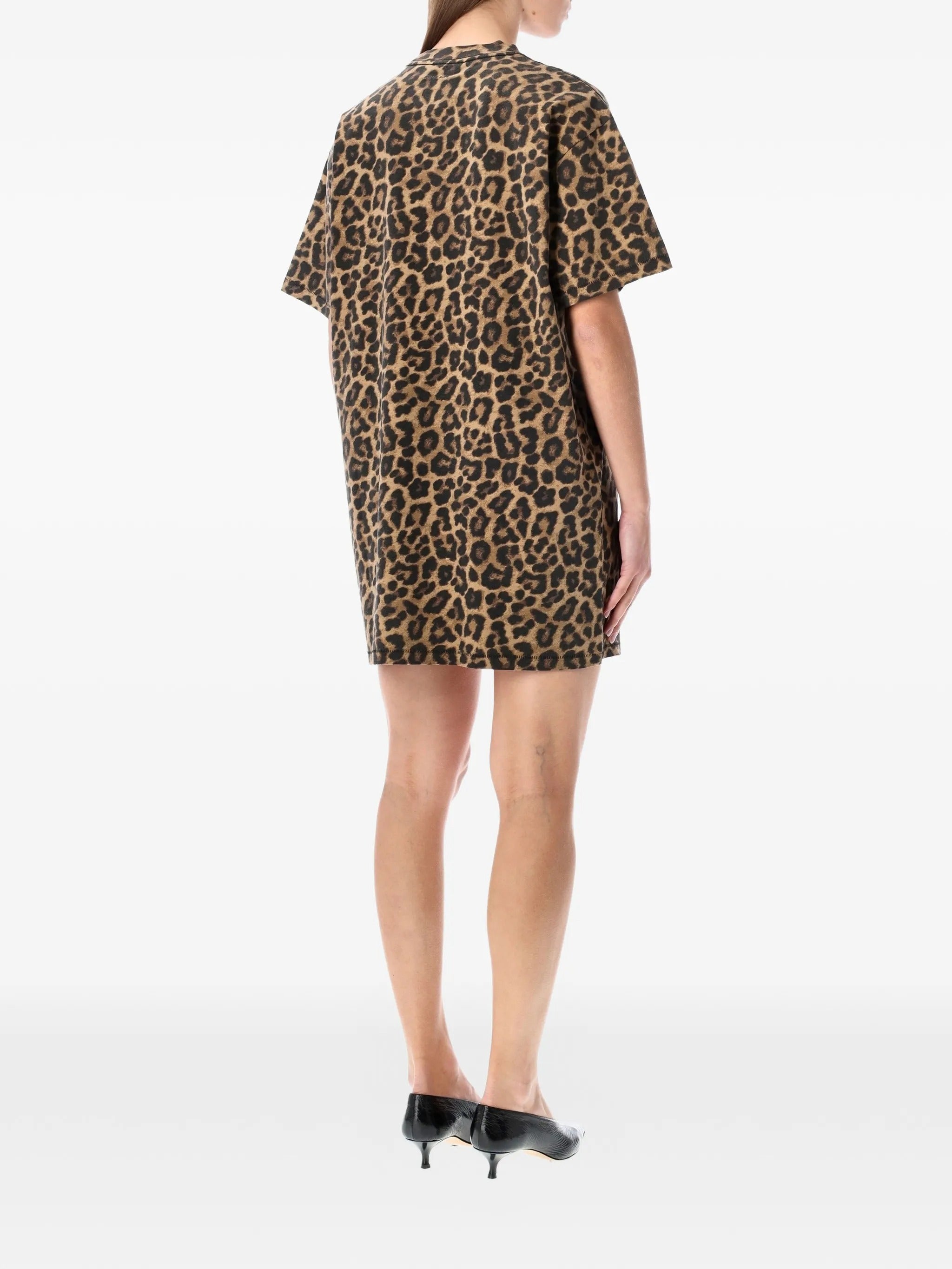 BETH MINI DRESS  BLACK AND BROWN LEOPARD