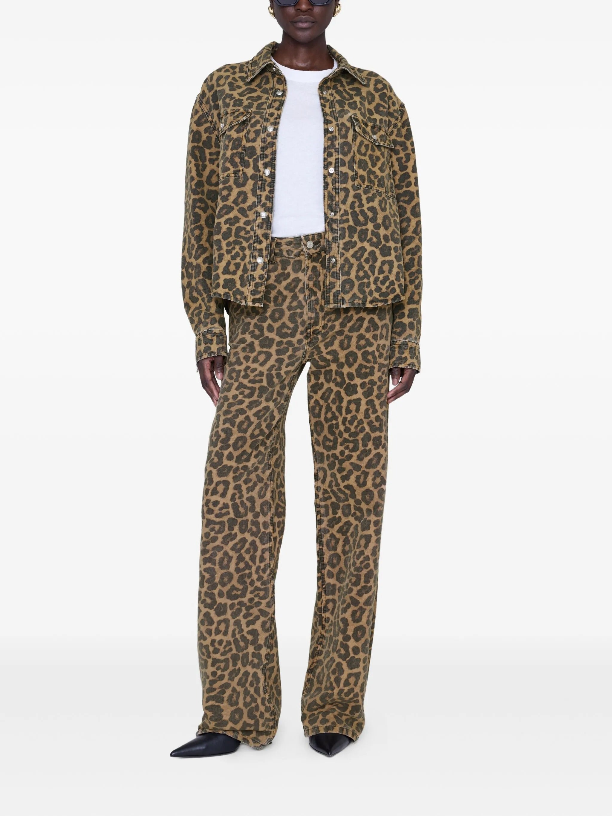 PAXTON SHIRT  BLACK AND BROWN LEOPARD